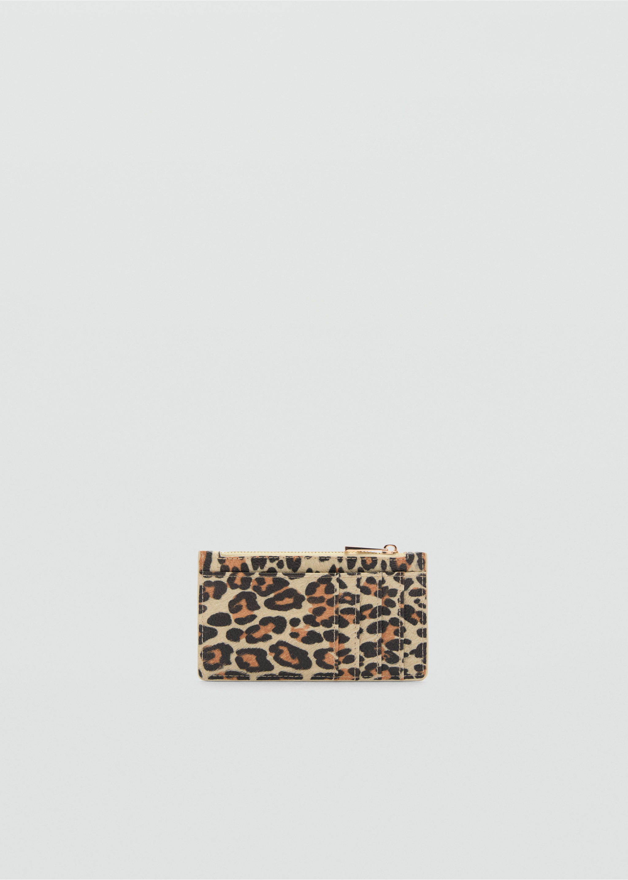 Leopard print faux-leather wallet - Средний план, Коричневый средний. Ref: 77036355-00.