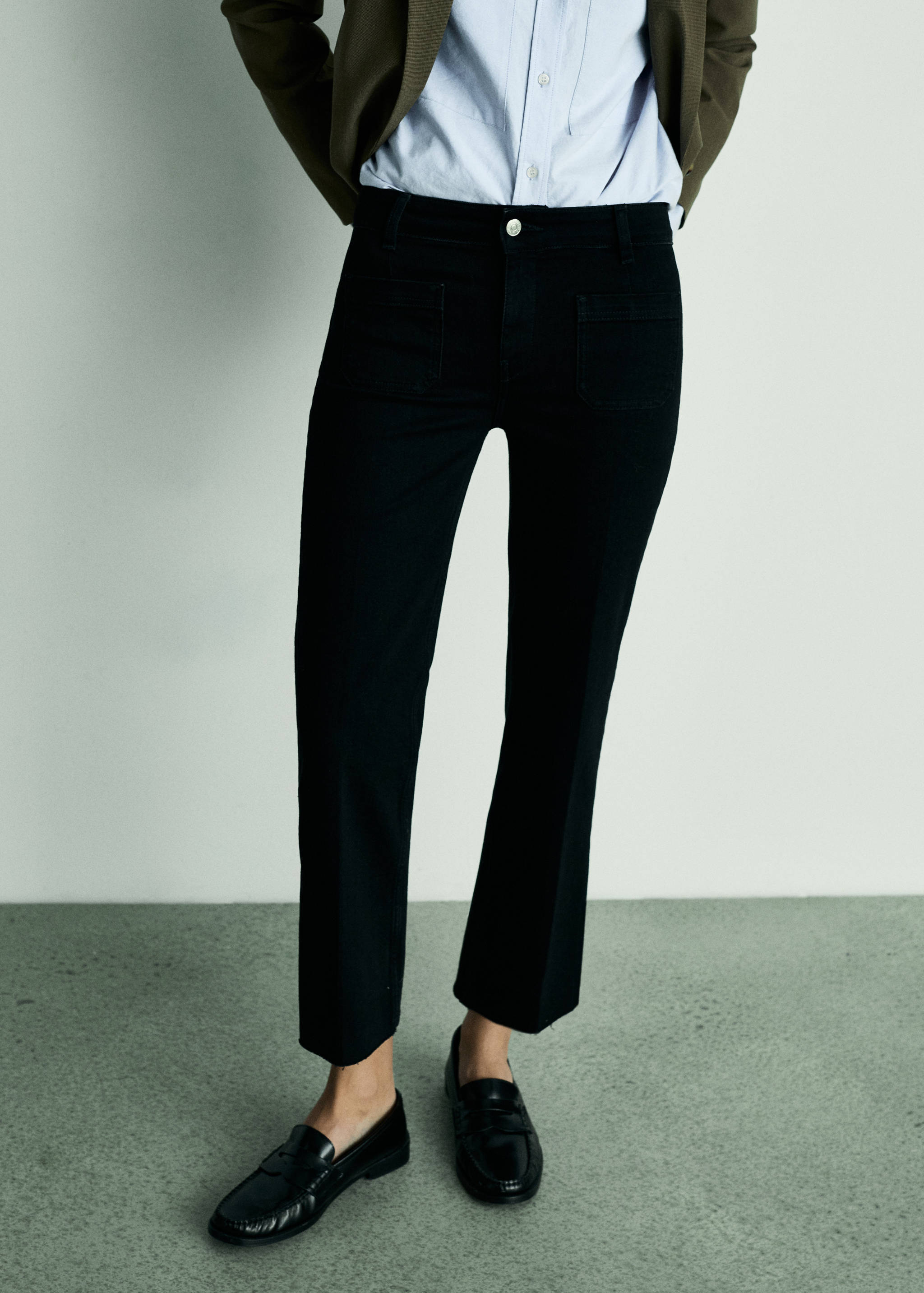 Flared cropped jeans with pockets - Medium plane