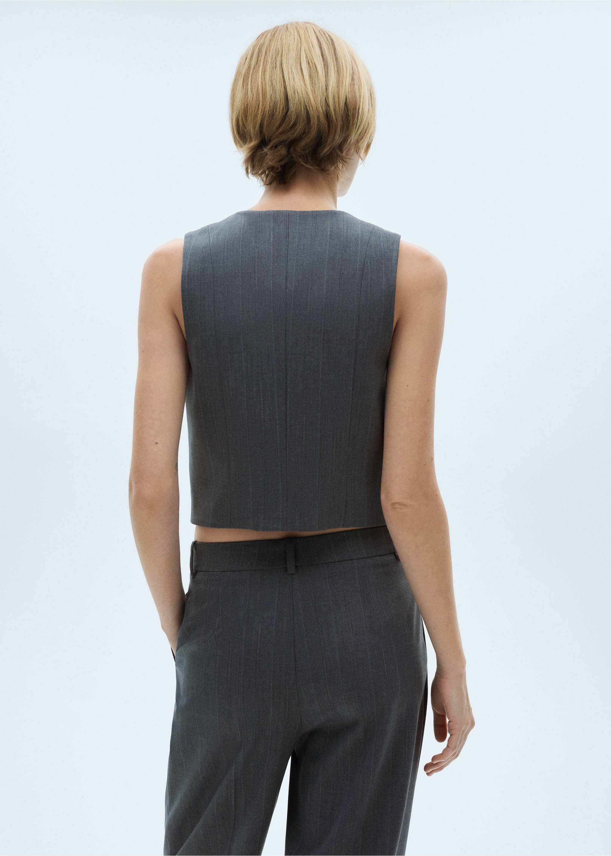 Pinstriped suit waistcoat - Reverse of the article, Grey. Ref: 77036725-00.