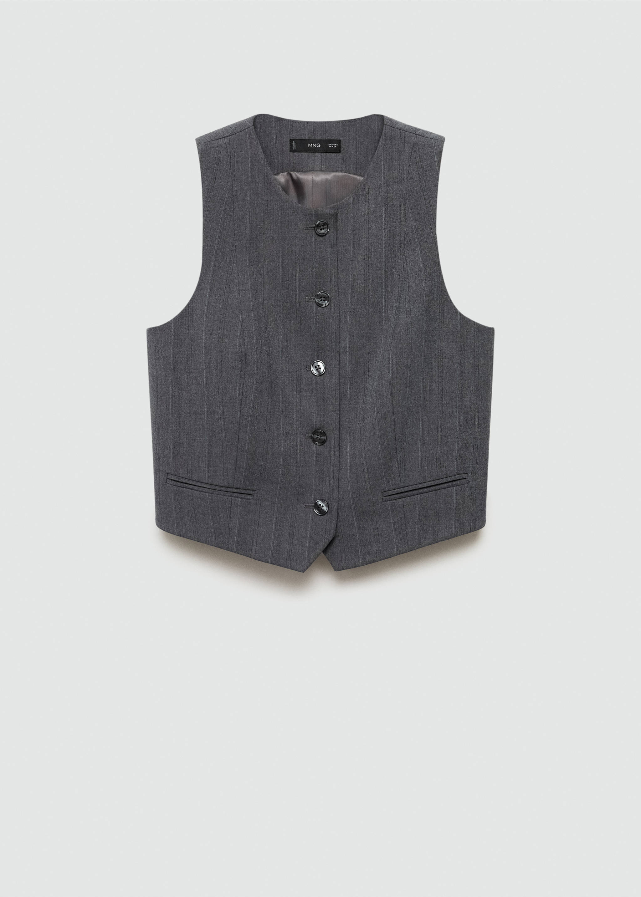 Pinstriped suit waistcoat - Article without model, Grey. Ref: 77036725-00.