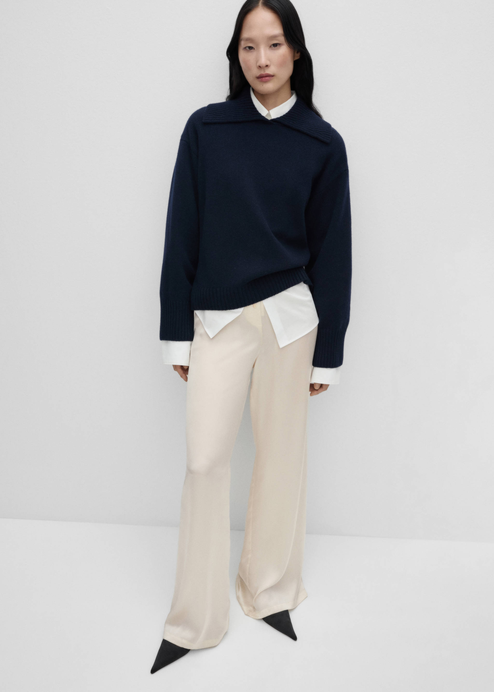 100% silk wide leg trousers - General plane