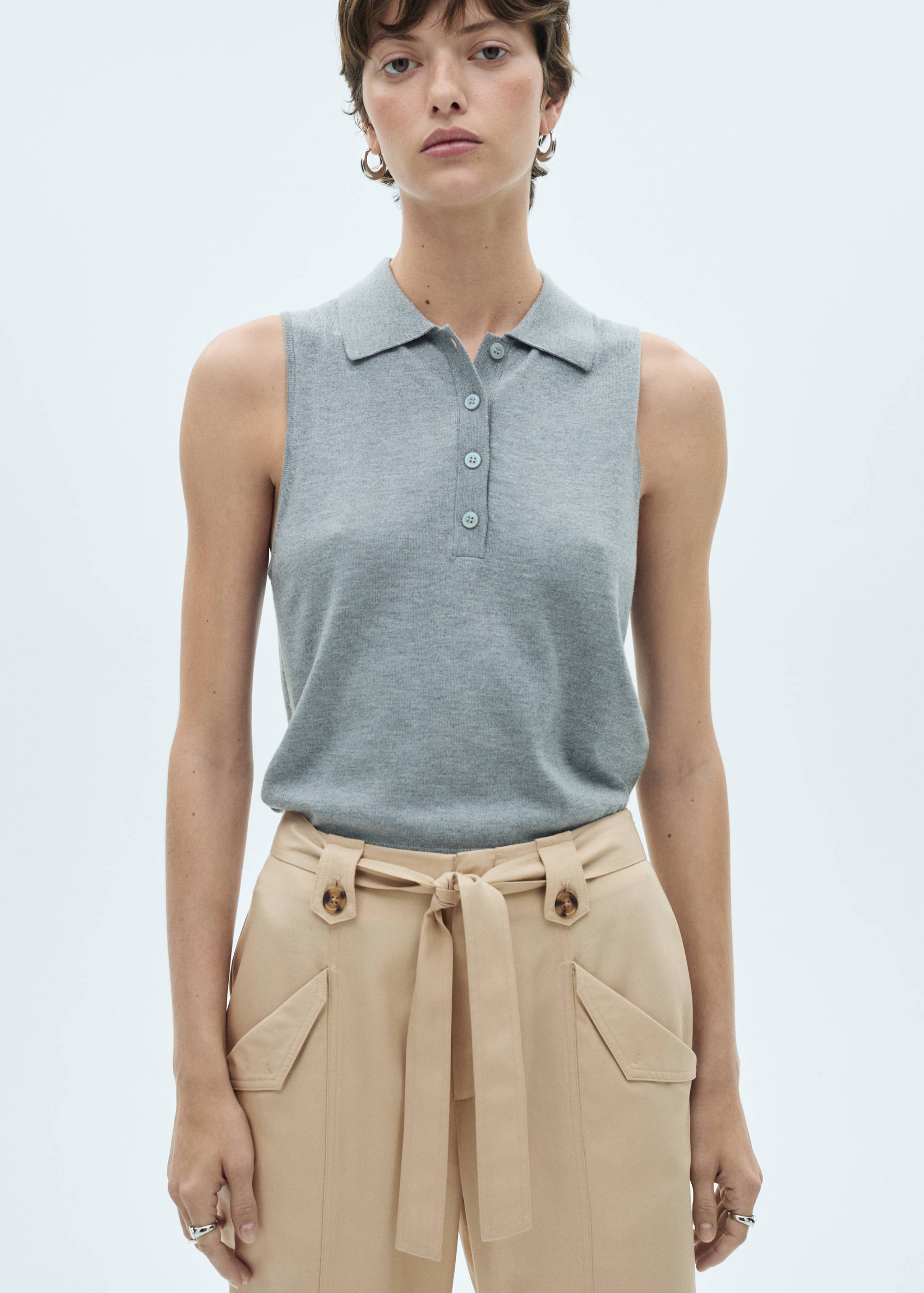 Брюки со шлевками на пуговицах и поясом - Деталь изделия 1