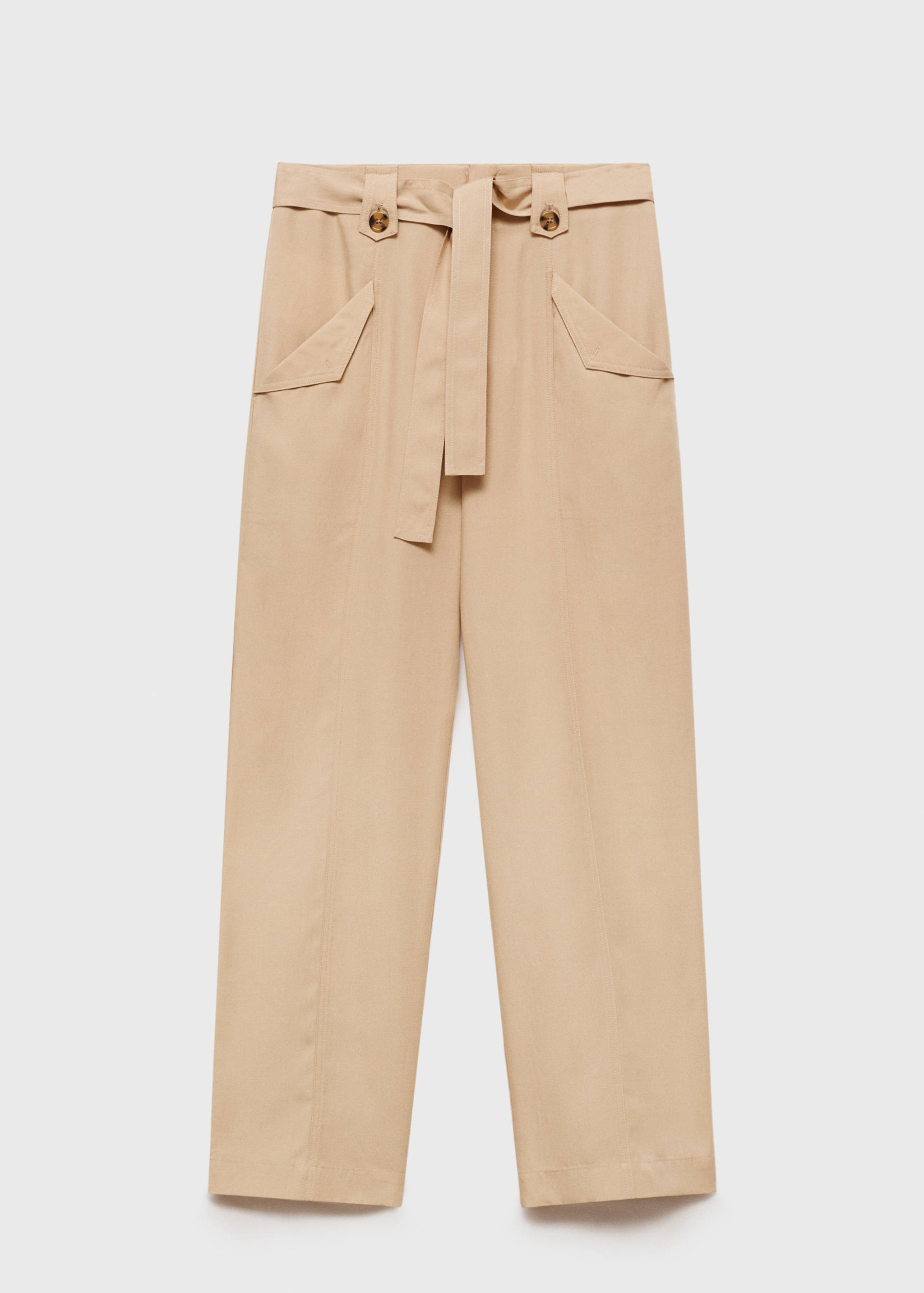 Брюки со шлевками на пуговицах и поясом - Изделие без модели