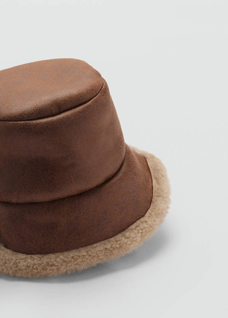 Shearling bucket hat — Brown
