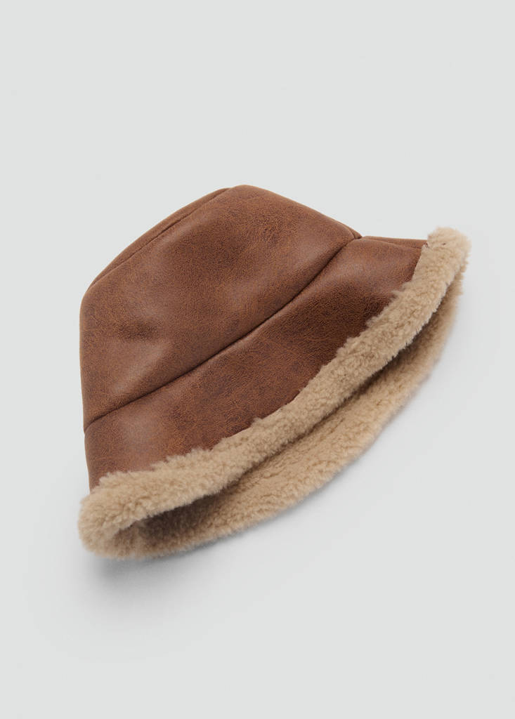 Shearling bucket hat — Brown
