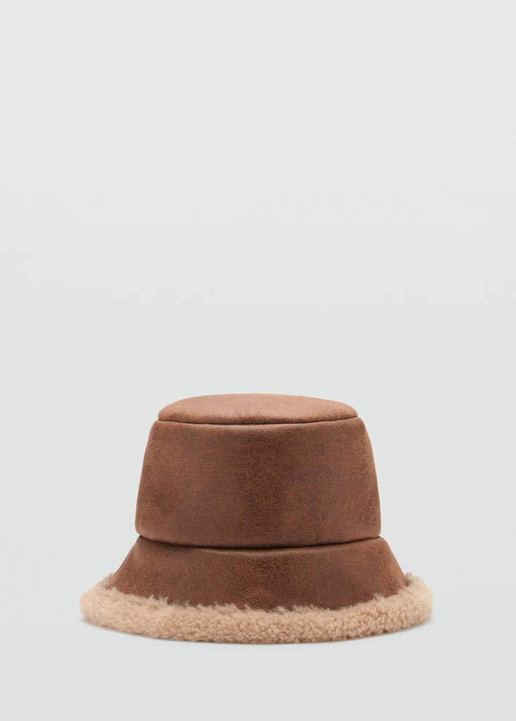 Shearling bucket hat — Brown