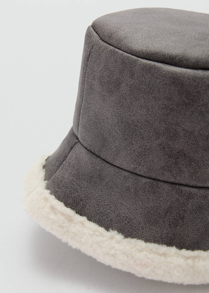 Shearling bucket hat — Grey