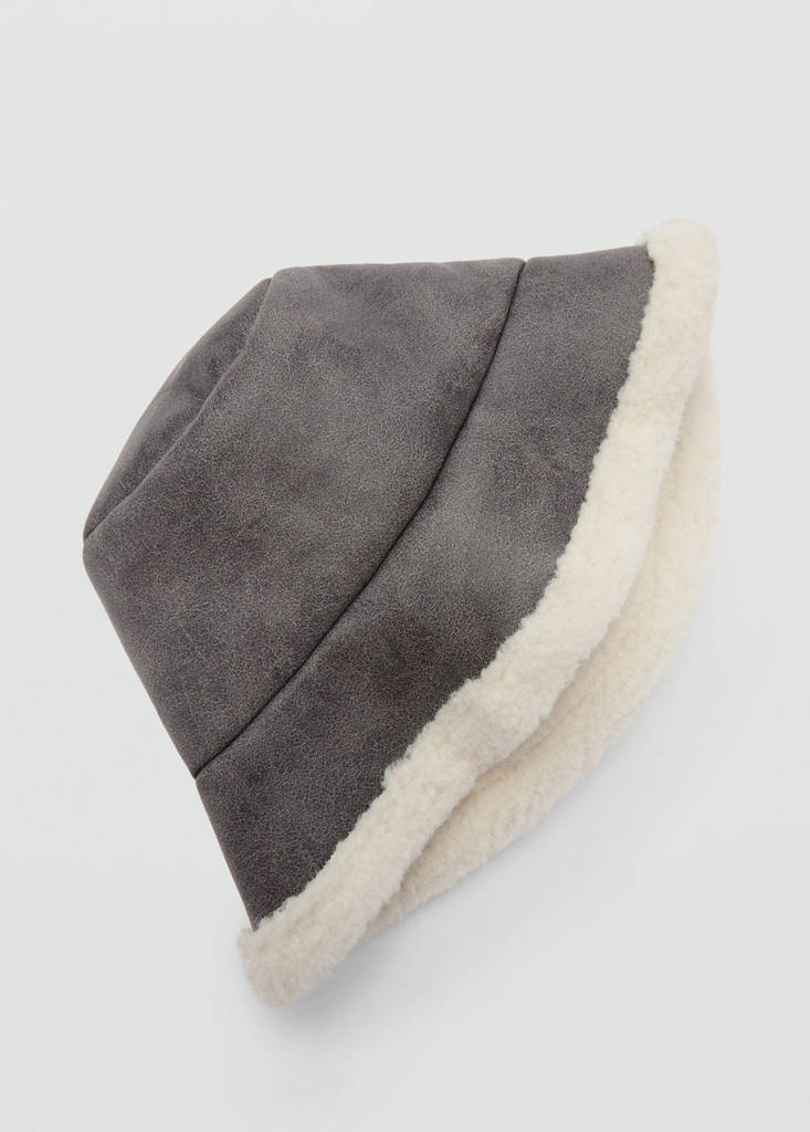 Shearling bucket hat — Grey