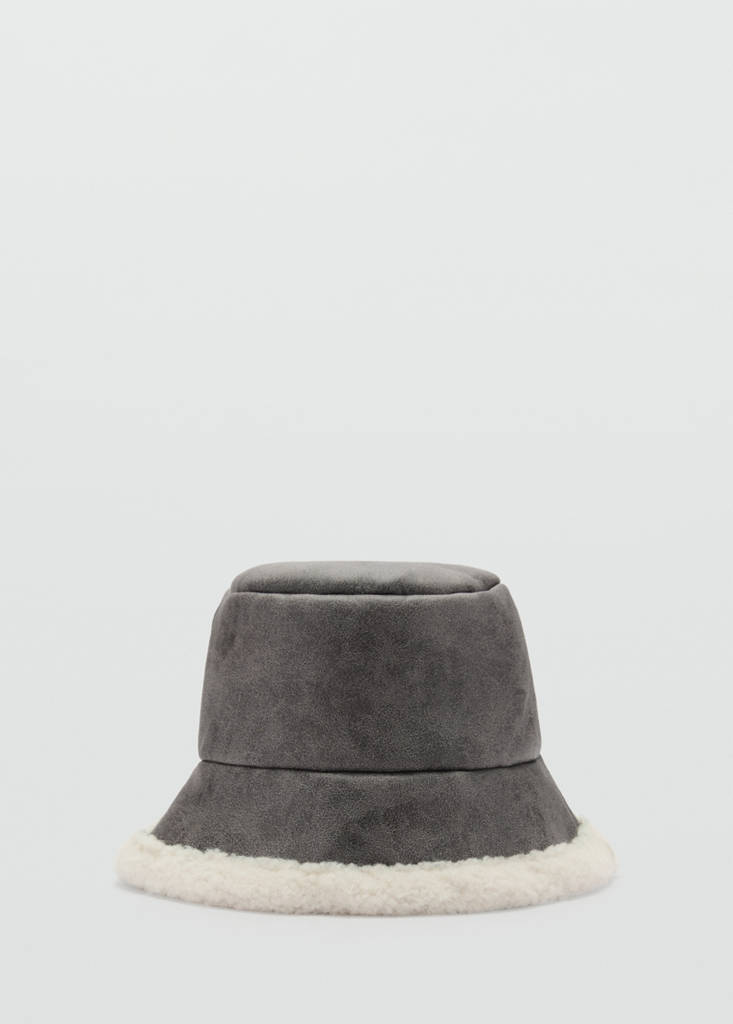 Shearling bucket hat — Grey