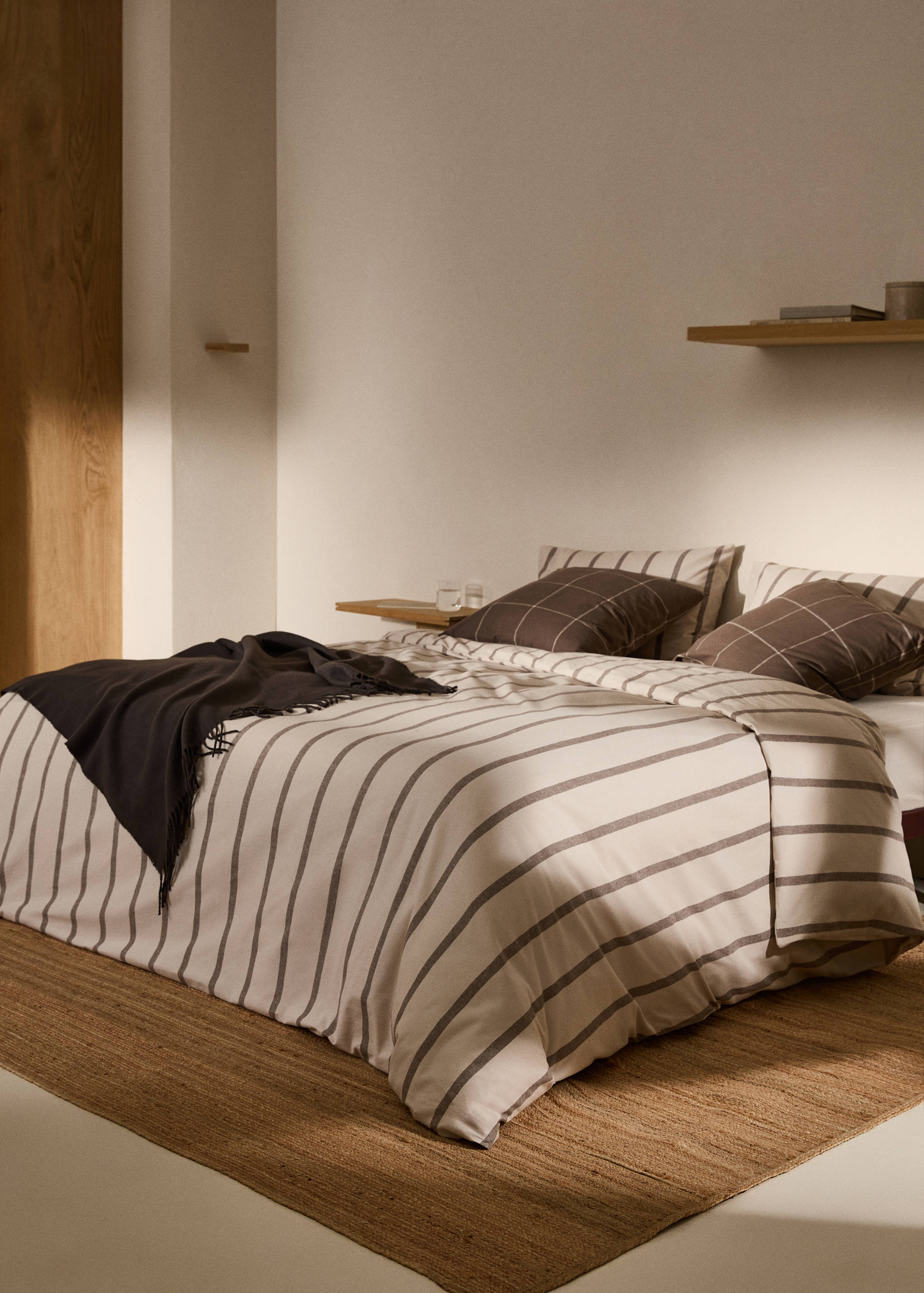 Gestreifter Bettbezug aus 100 % Baumwoll-Flanell für 90 cm Bett - Detail des Artikels 7