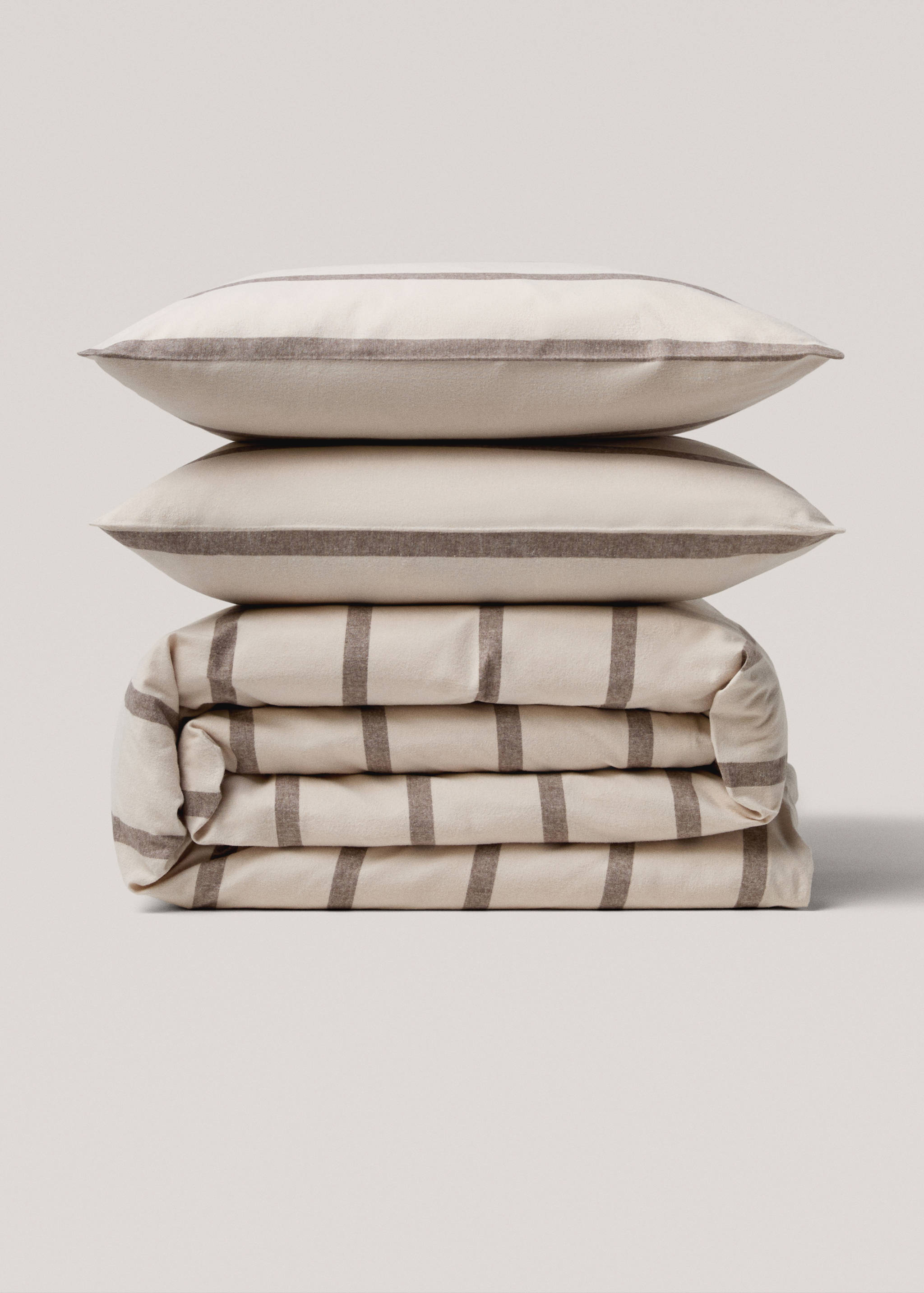 Gestreifter Bettbezug aus 100 % Baumwoll-Flanell für 90 cm Bett - Artikel ohne Model