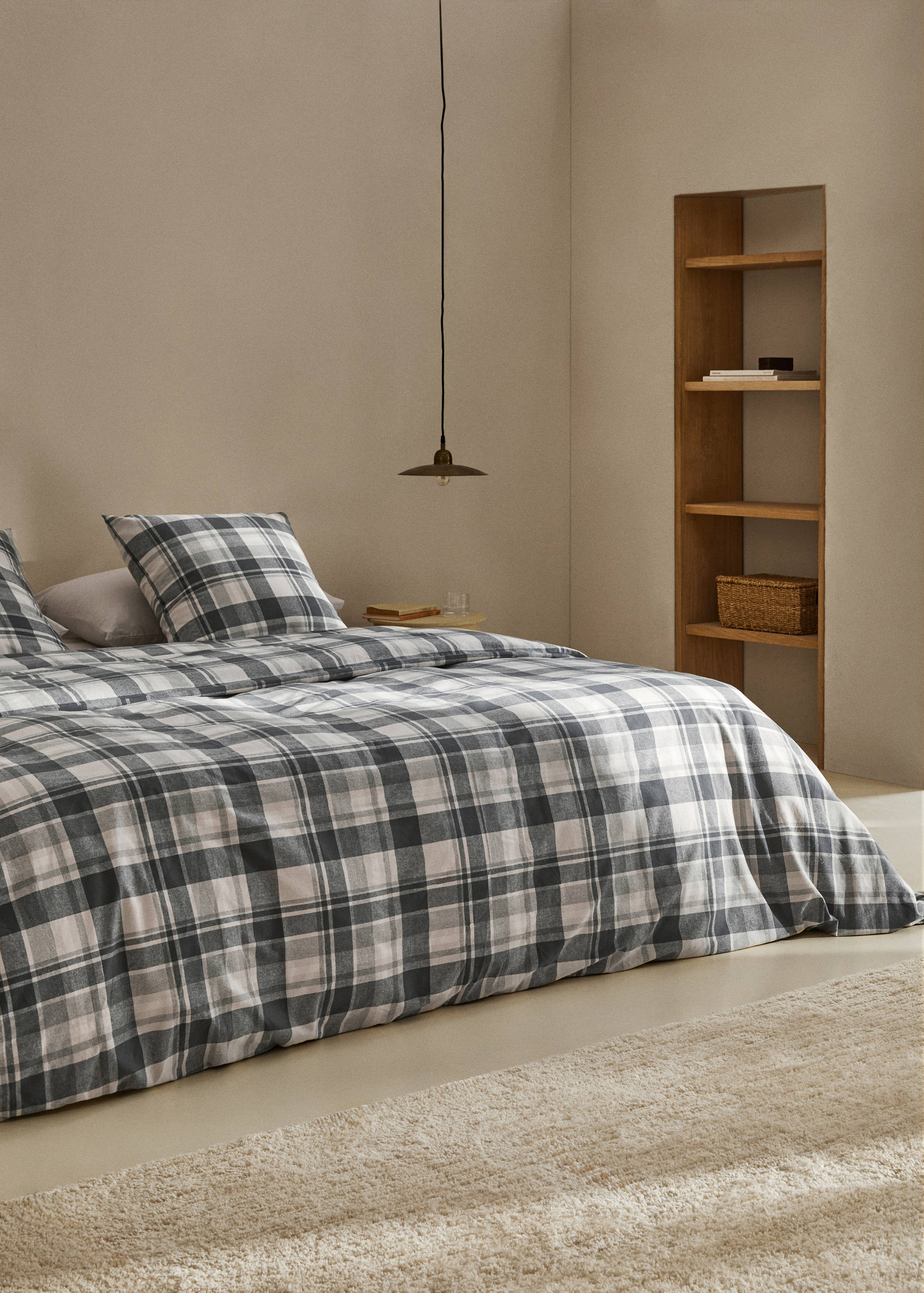 Cotton flannel check duvet cover for 135/140 cm bed - General plane