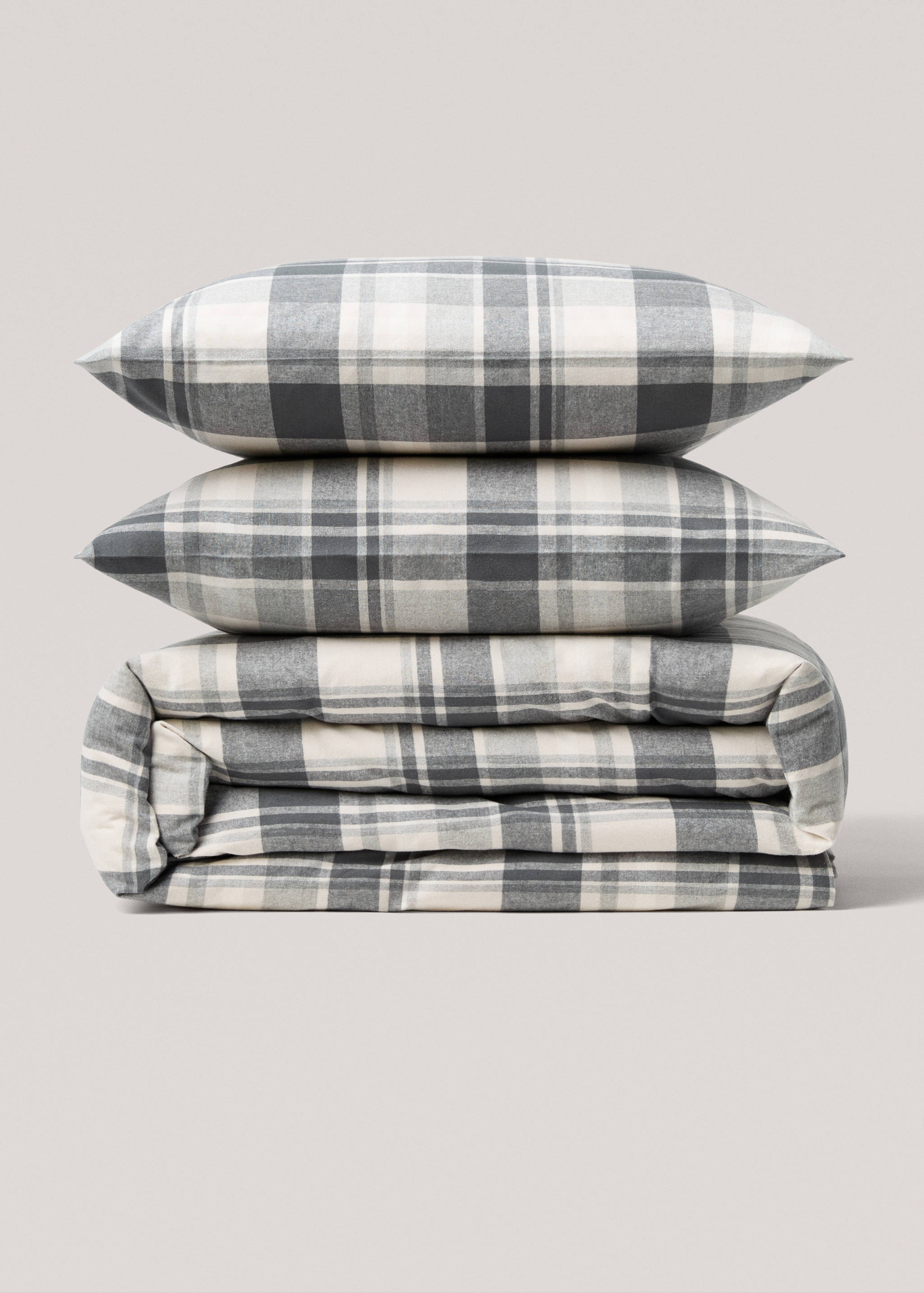 Cotton flannel check duvet cover for 135/140 cm bed - Article without model