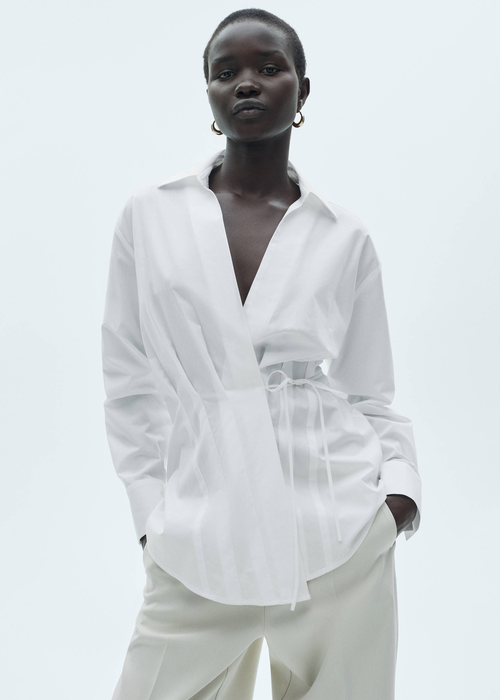 Cross-knotted lyocell shirt - Medium plane