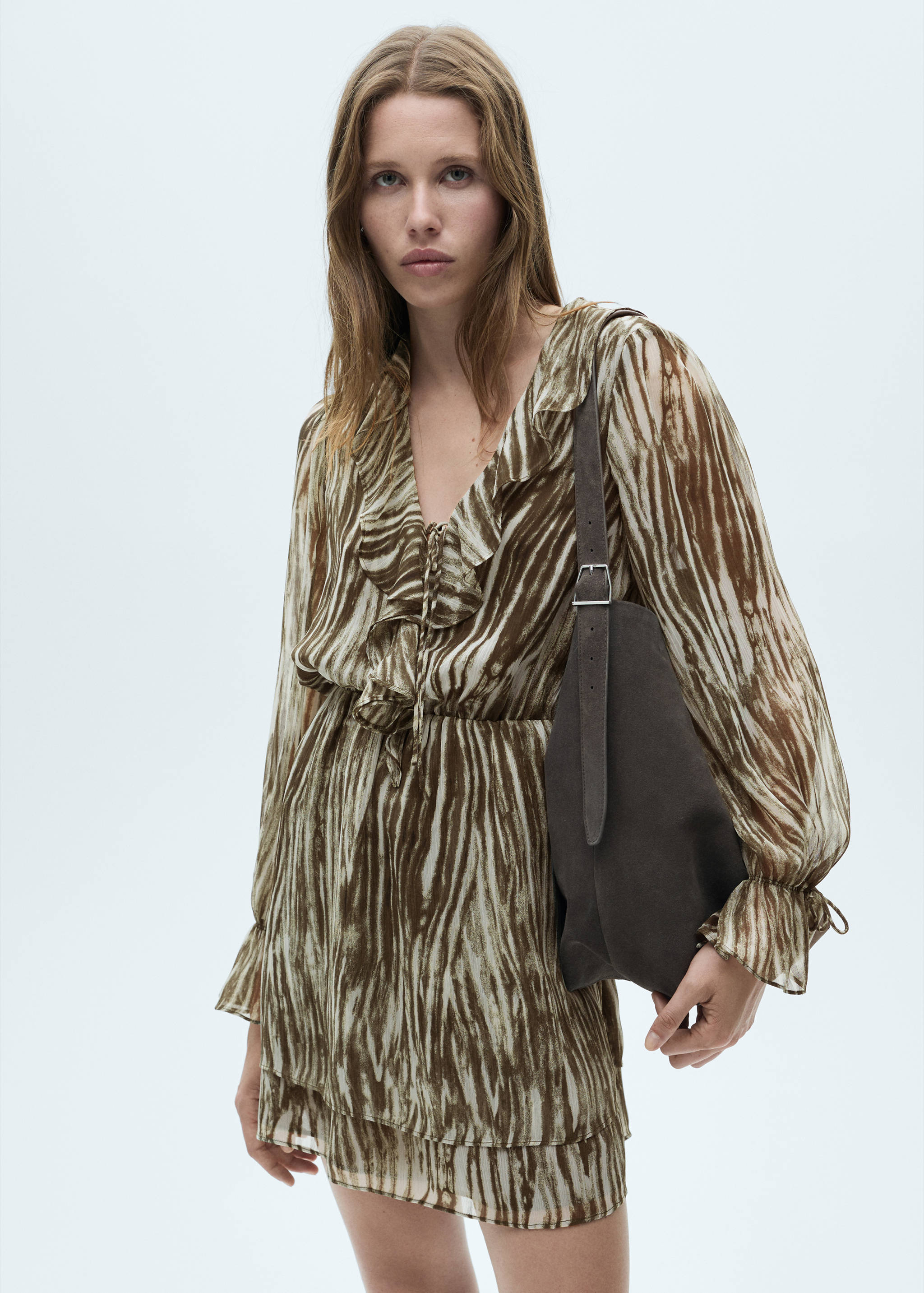 Vestido corto estampado volantes - Medium plane