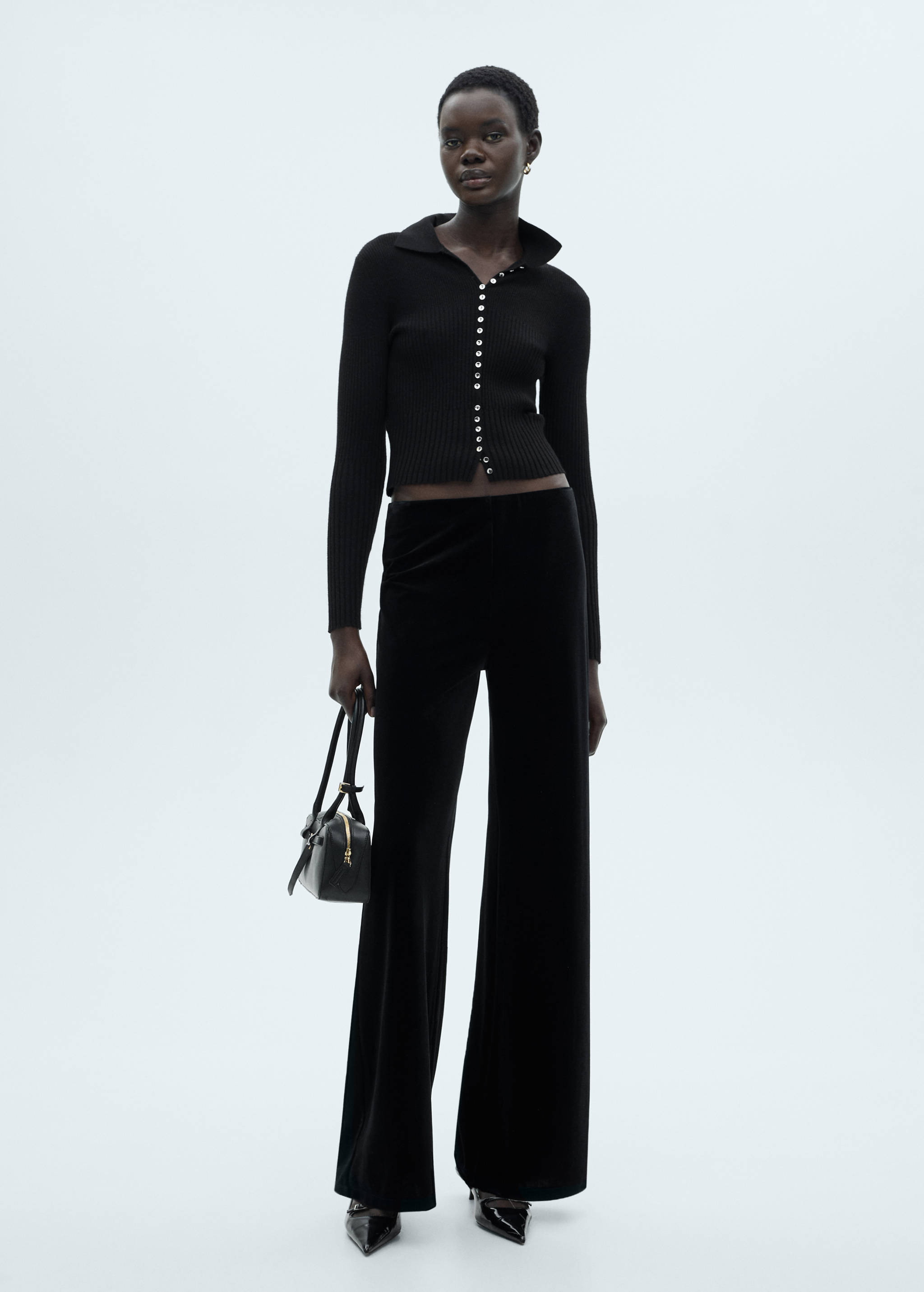 Velvet wide leg trousers - General plane