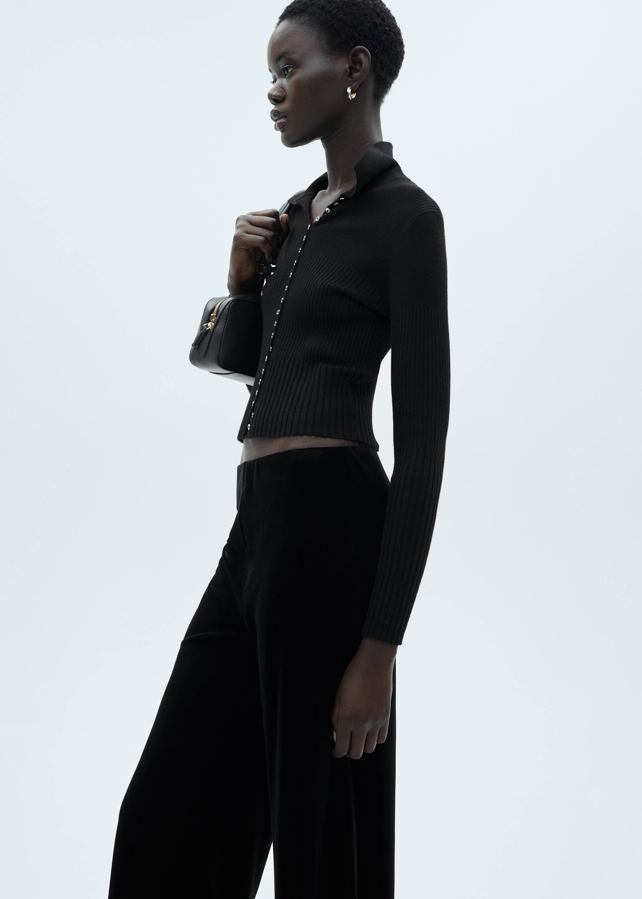 Velvet wide leg trousers - Details of the article 1