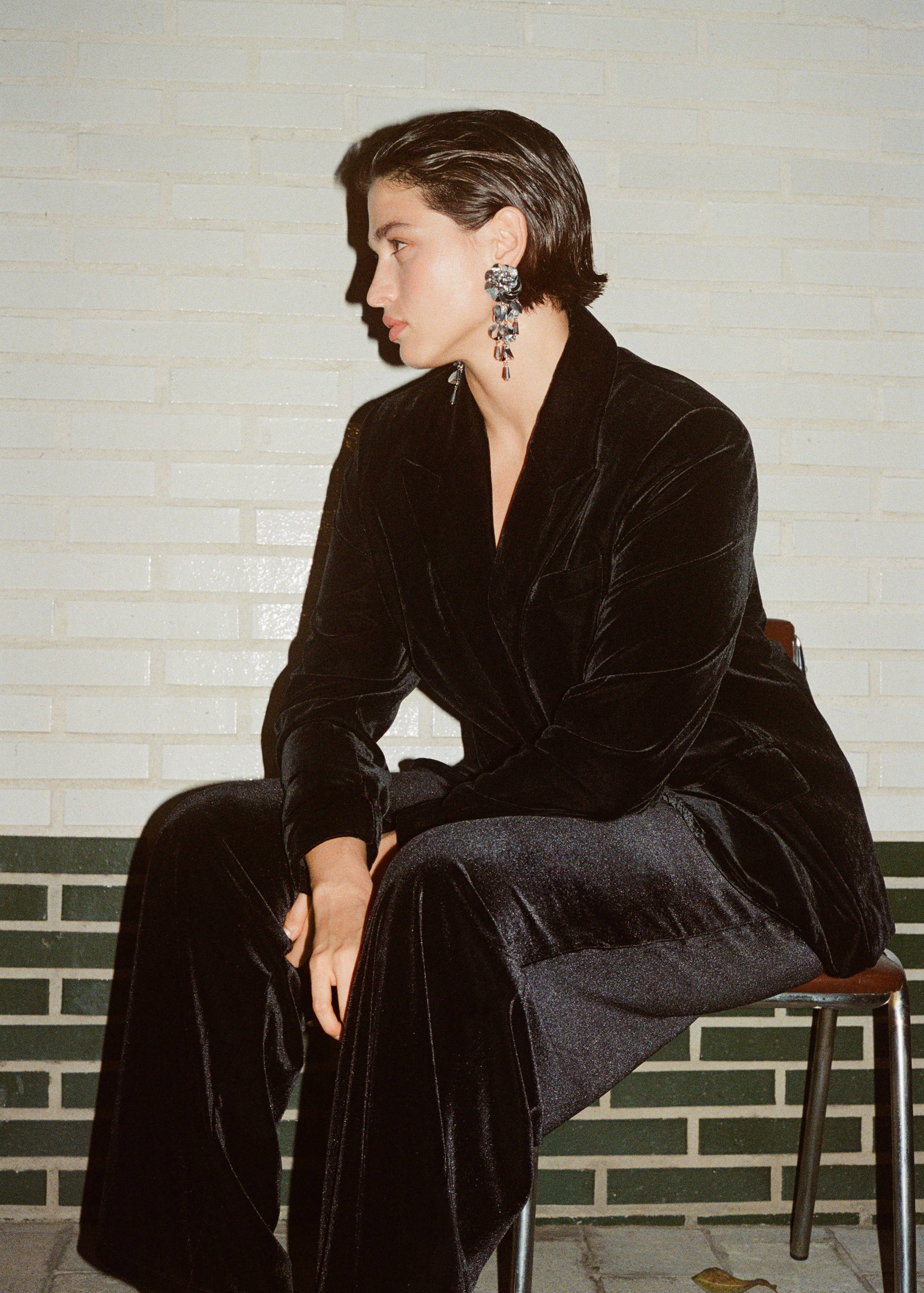 Velvet wide leg trousers - Details of the article 6