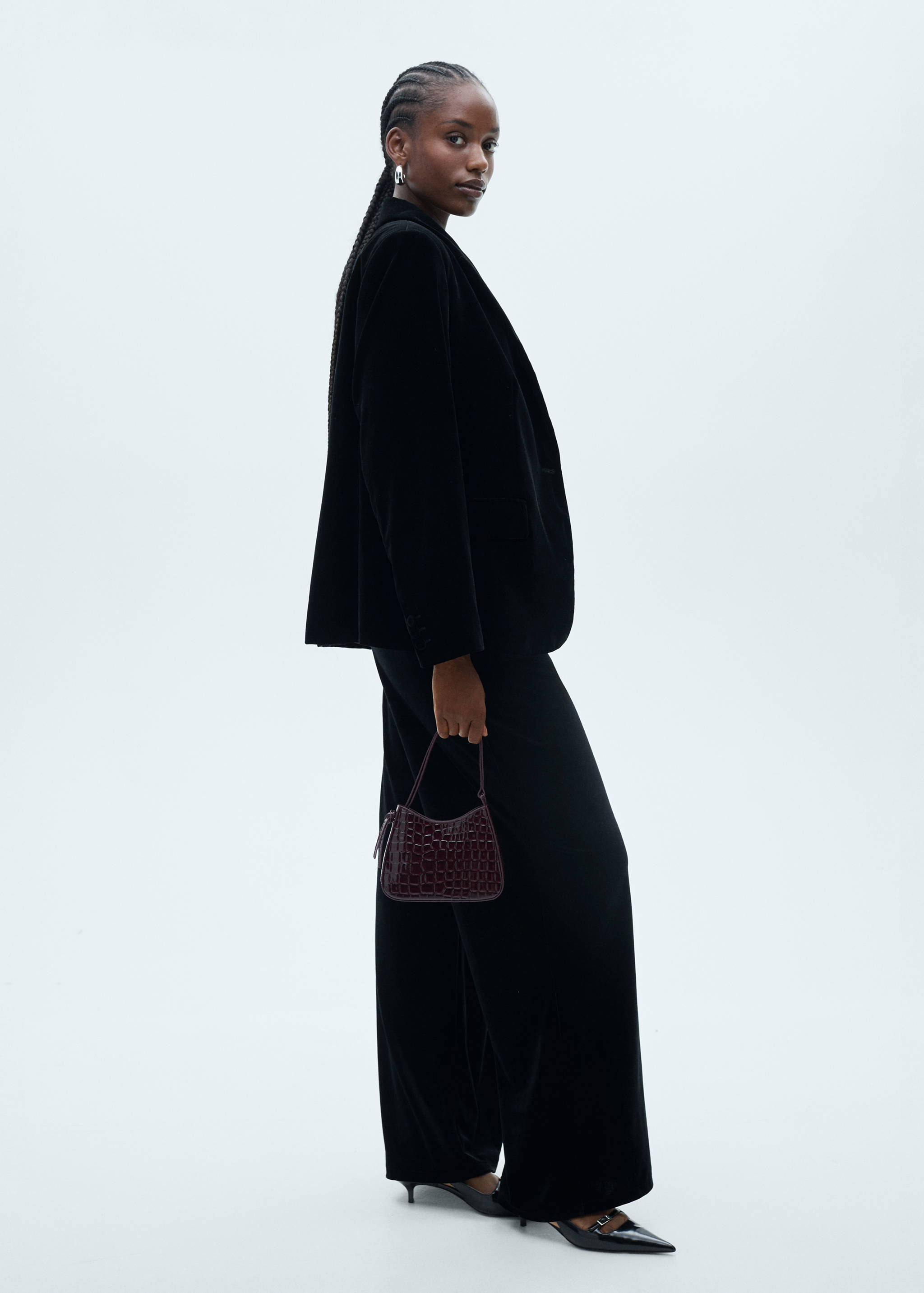 Velvet wide leg trousers - Details of the article 3