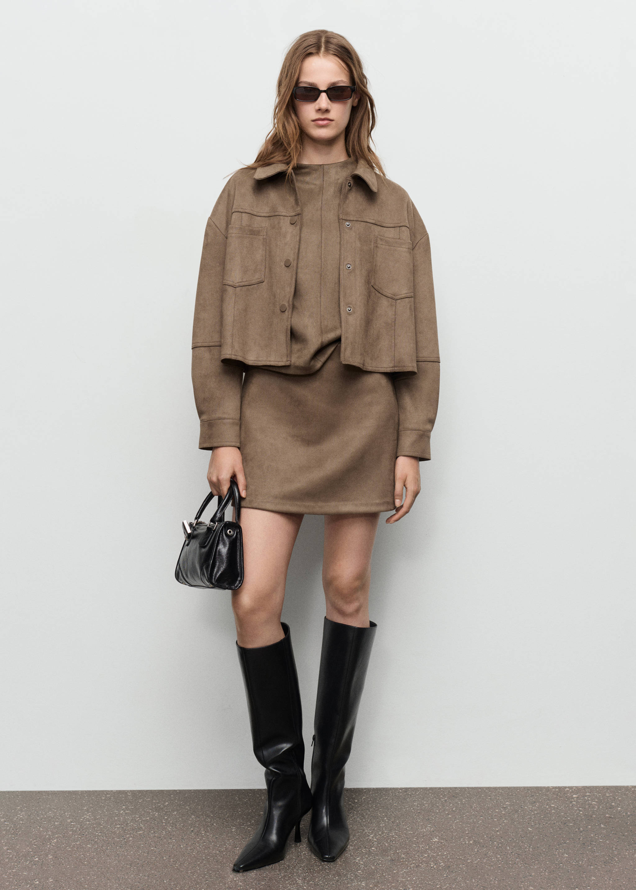 Faux-leather jacket with pockets - General plane