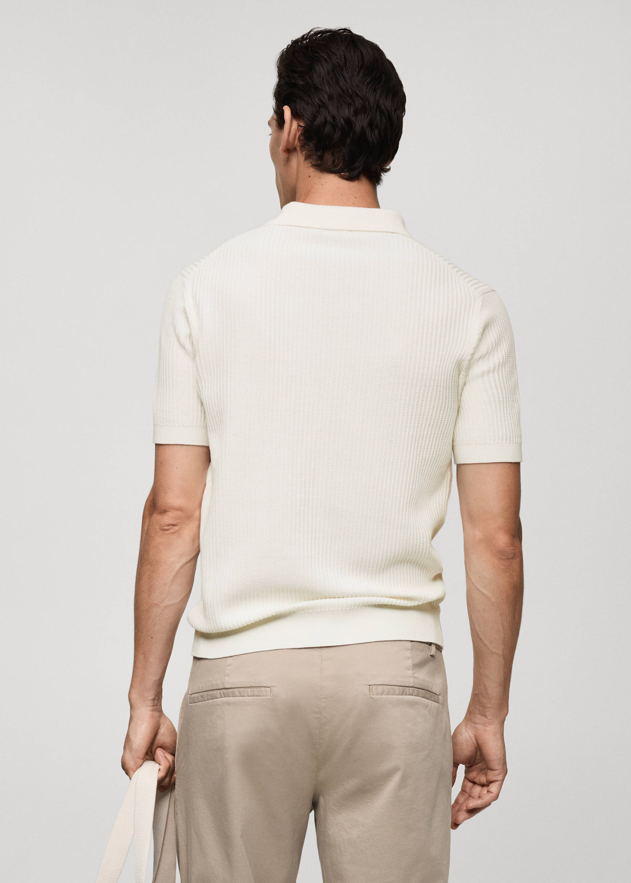 Fine-knit ribbed cotton polo shirt - Reverse of the article
