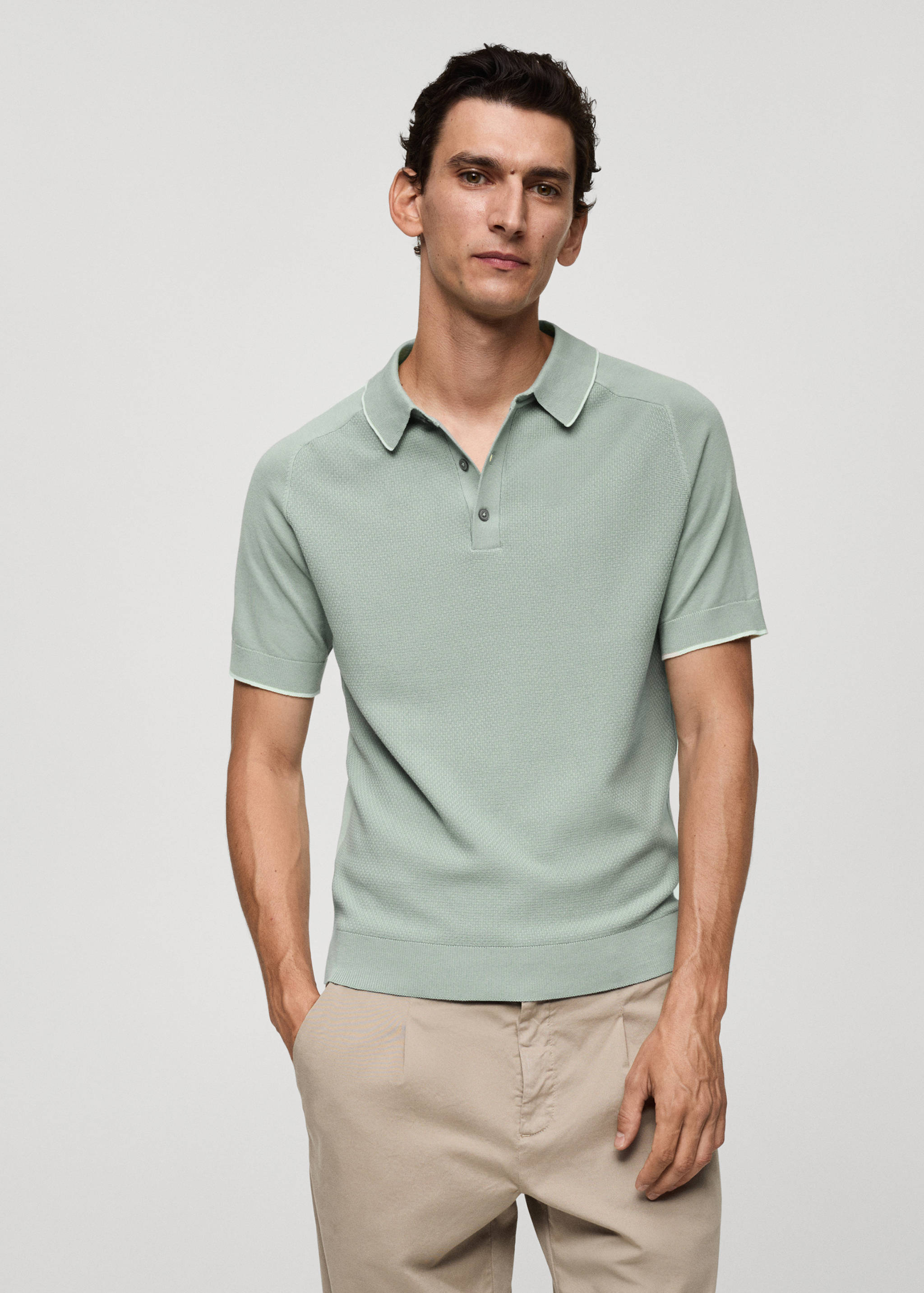 Fine knit polo shirt - Medium plane