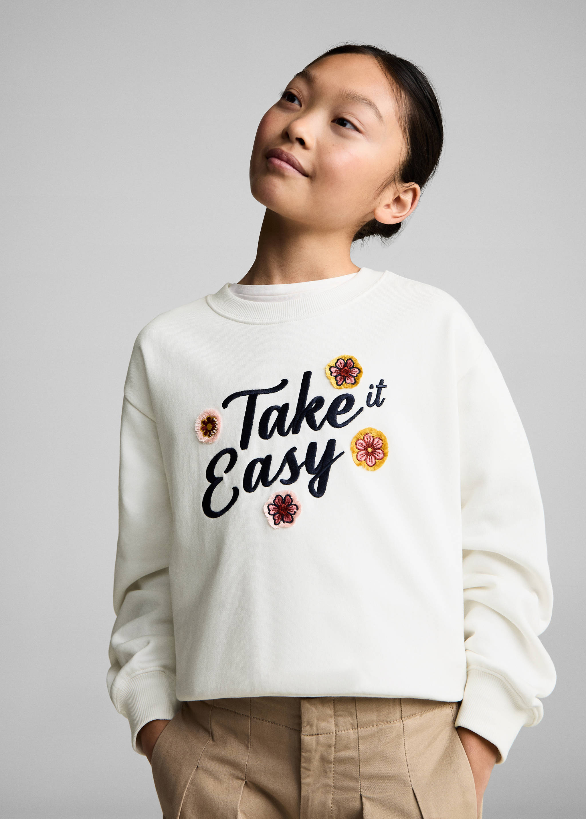 花朵刺绣T恤衫 - null