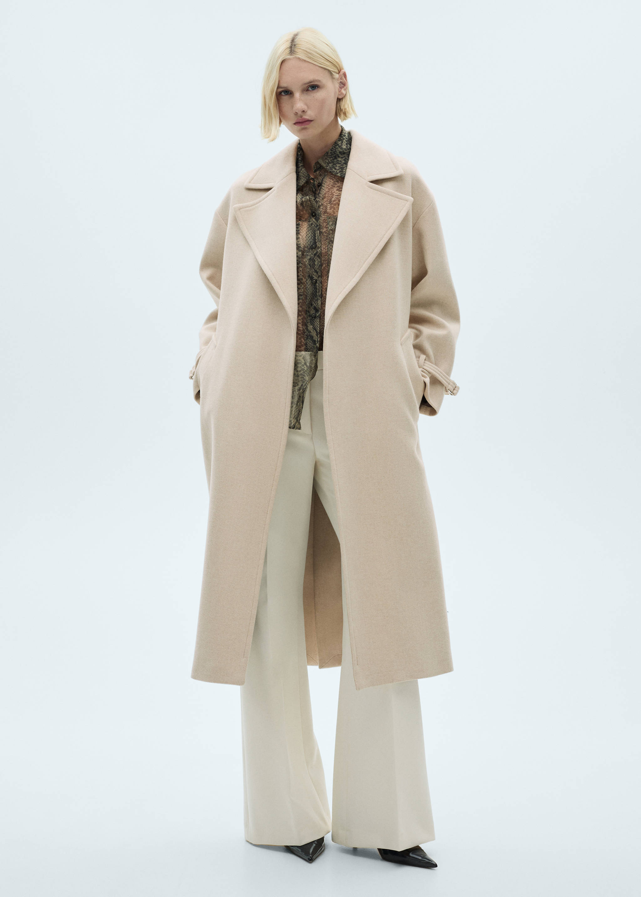 Manteco wool coat with oversized lapels - General plane