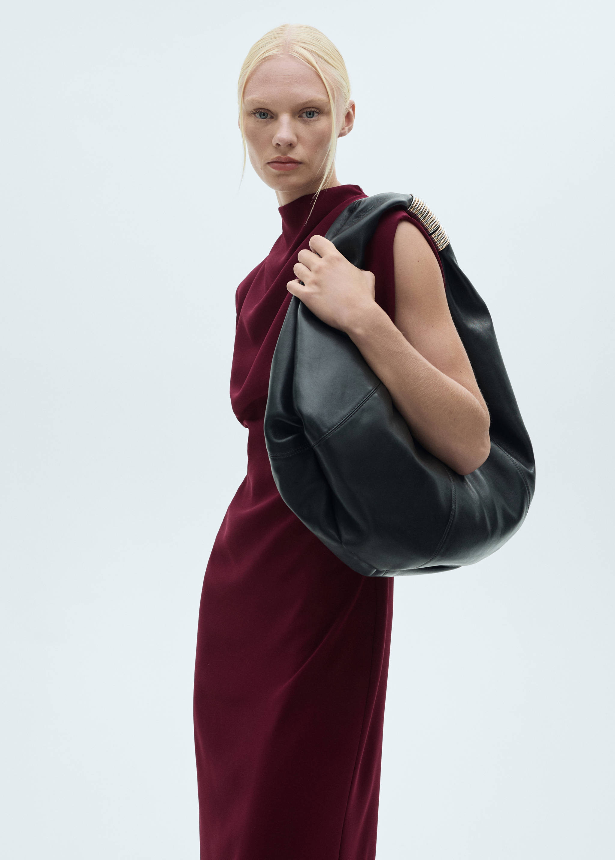 Gathered turtleneck dress - Medium plane