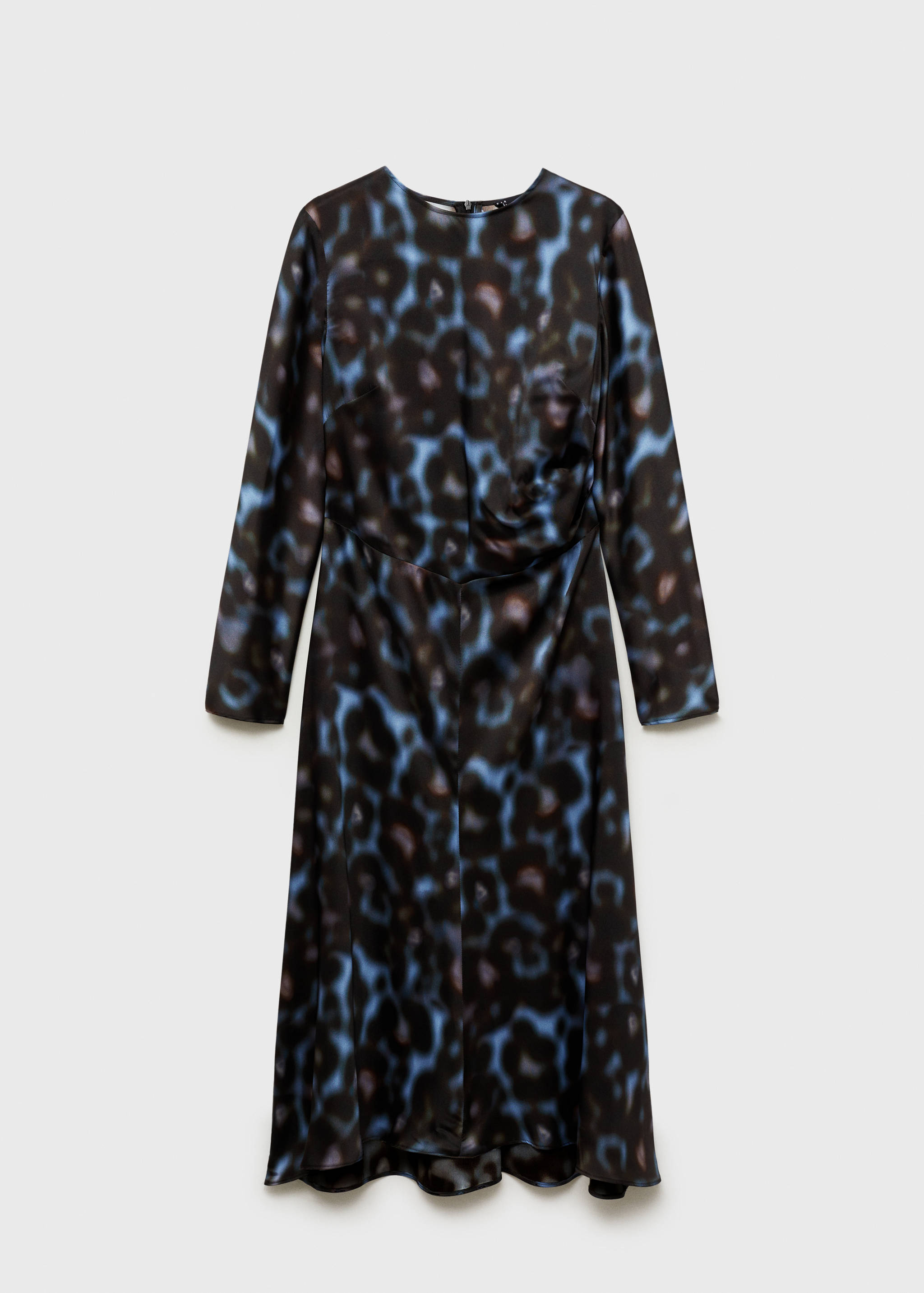 Mango Desenli drape saten elbise görsel 5