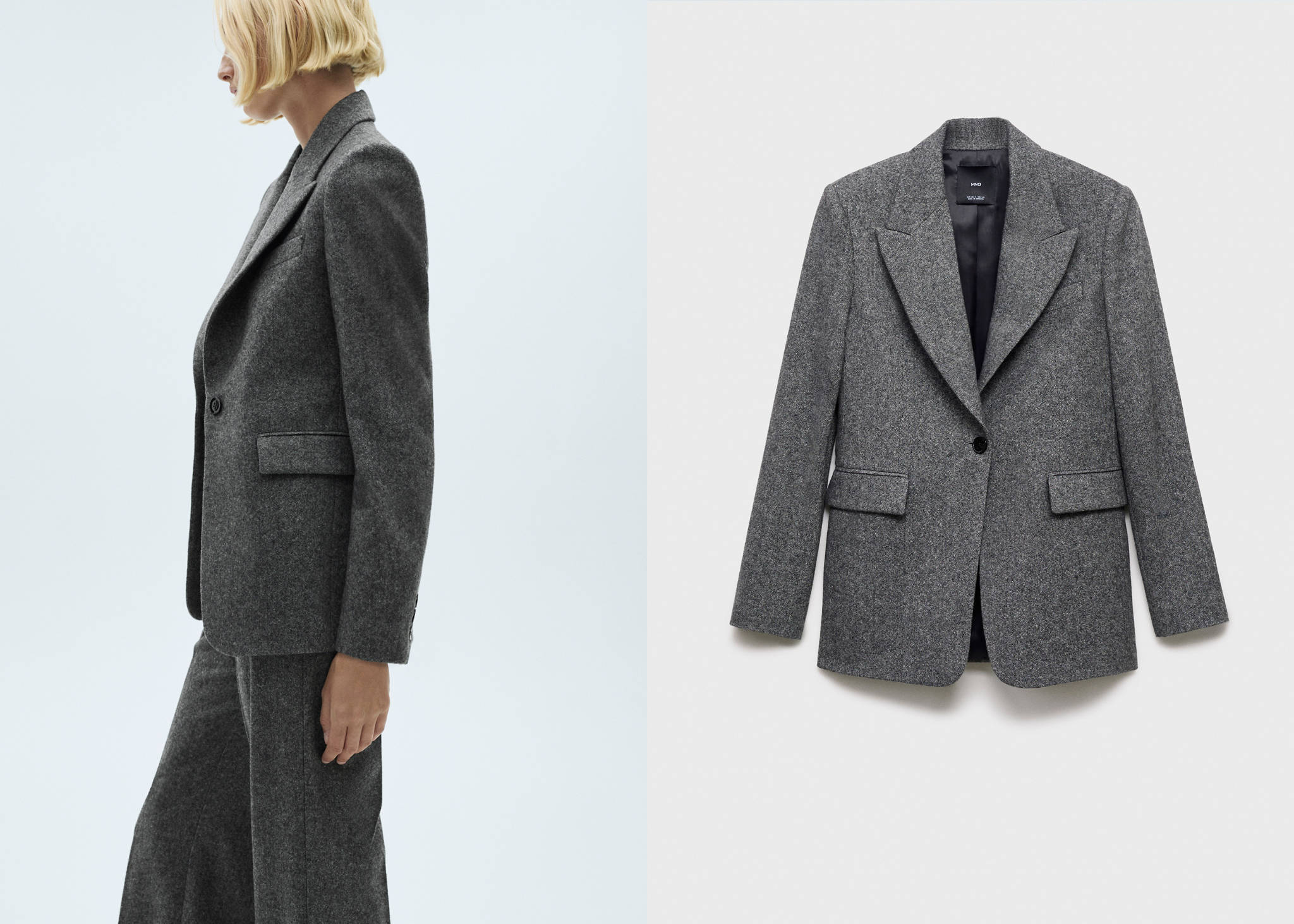 Flecked wool-blend suit blazer - Panoramic plane