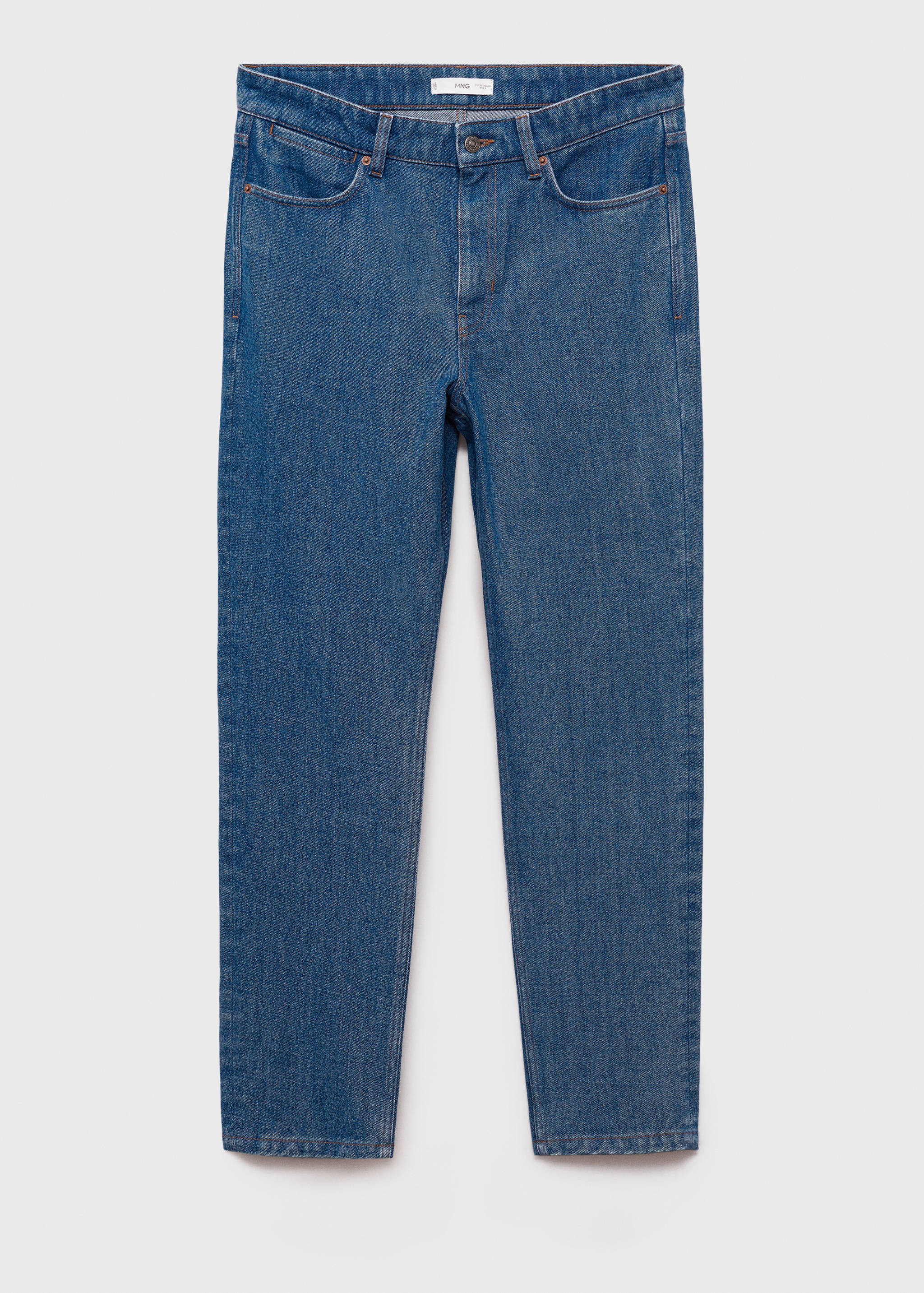 中等水洗修身牛仔裤 - null