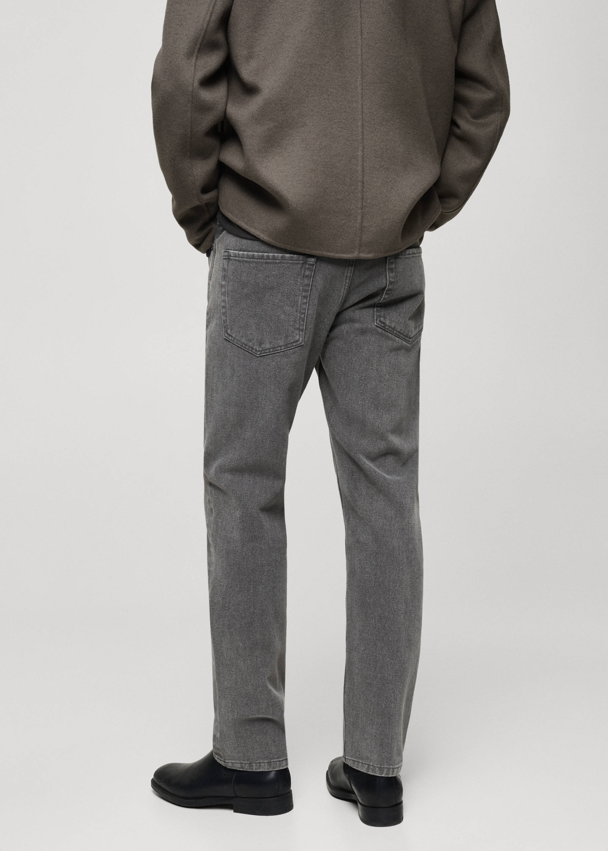 修身灰色水洗牛仔裤 - null