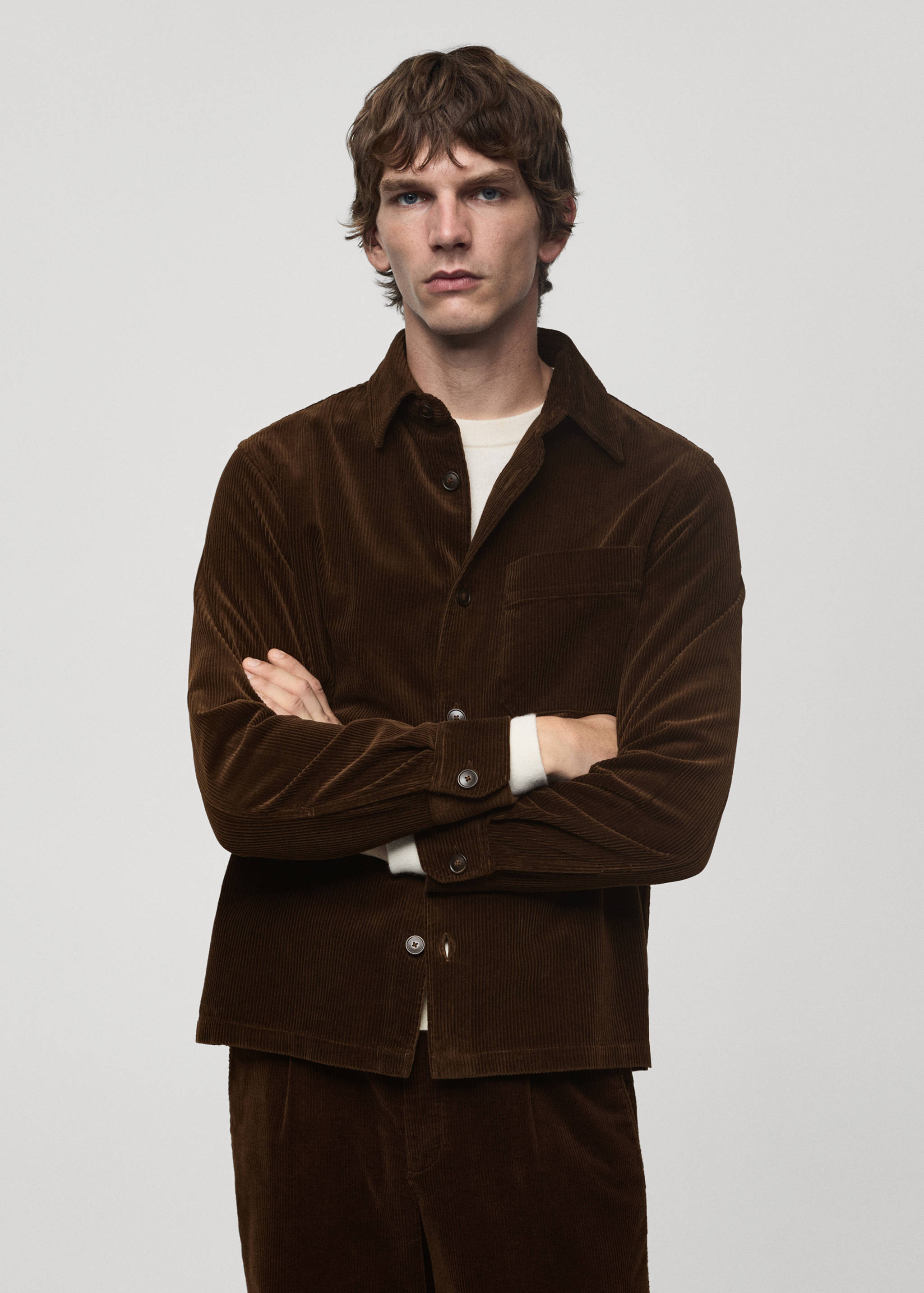 Corduroy overshirt with pockets - Medium plane