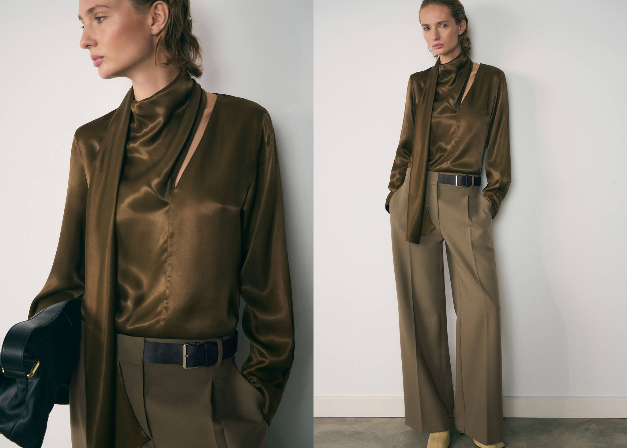 Satin blouse with bow - Panoramic plane