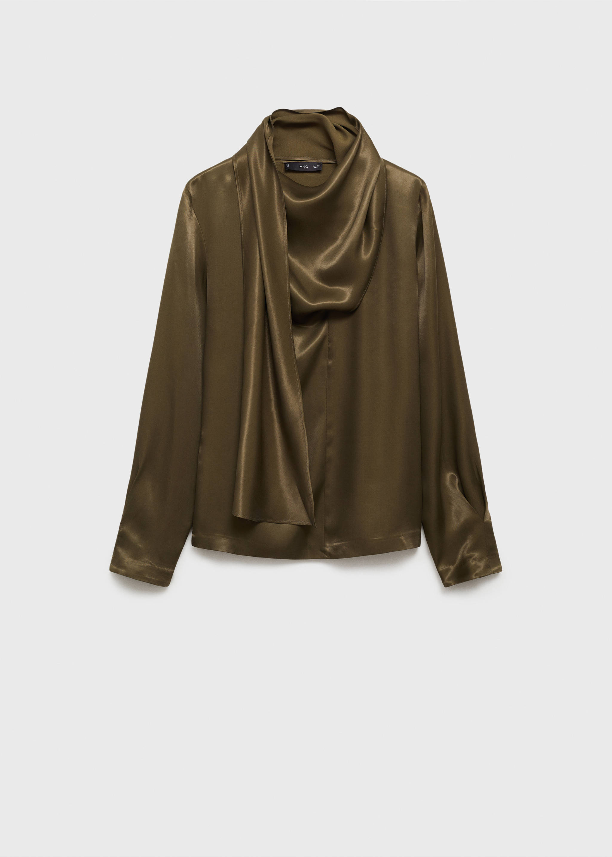 Satin blouse with bow - Article without model, Khaki. Ref: 77037937-00.