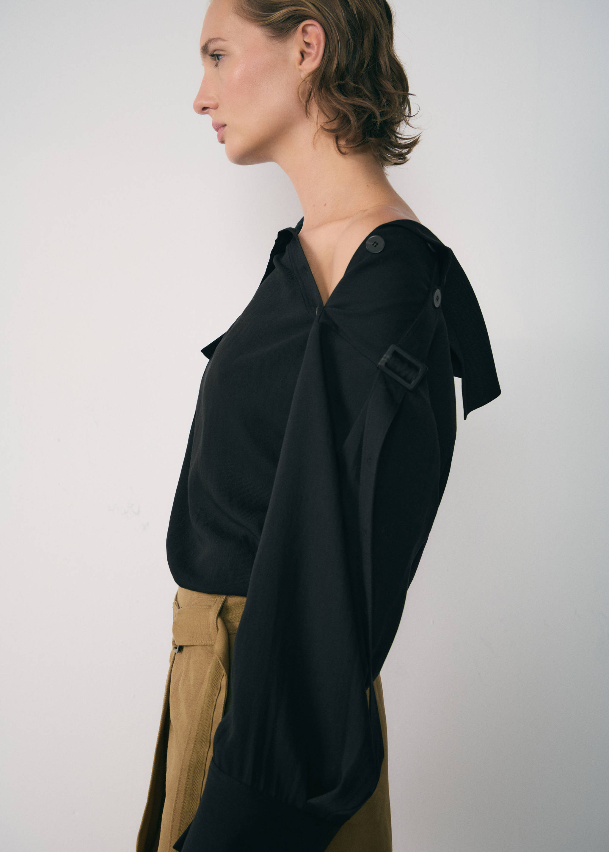 Chemise Lyocell col asymétrique - Plan moyen