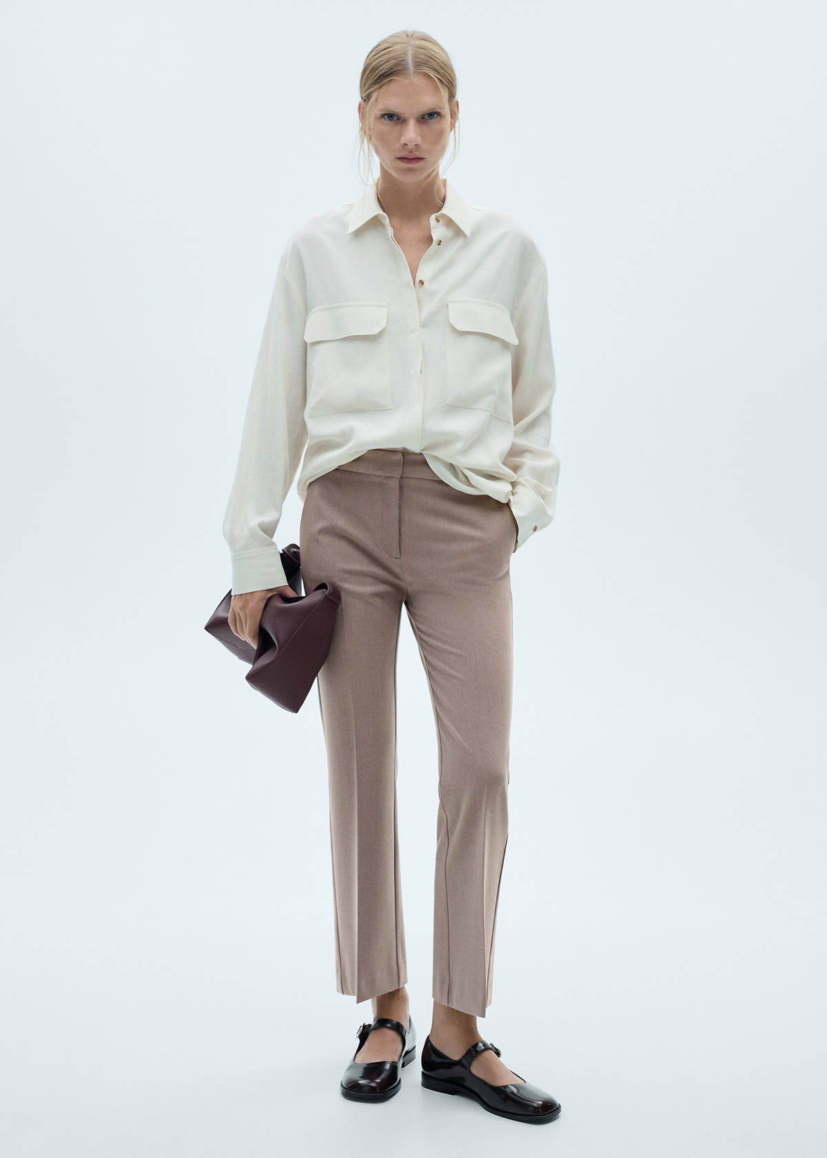 Flared flowing trousers — Medium Brown