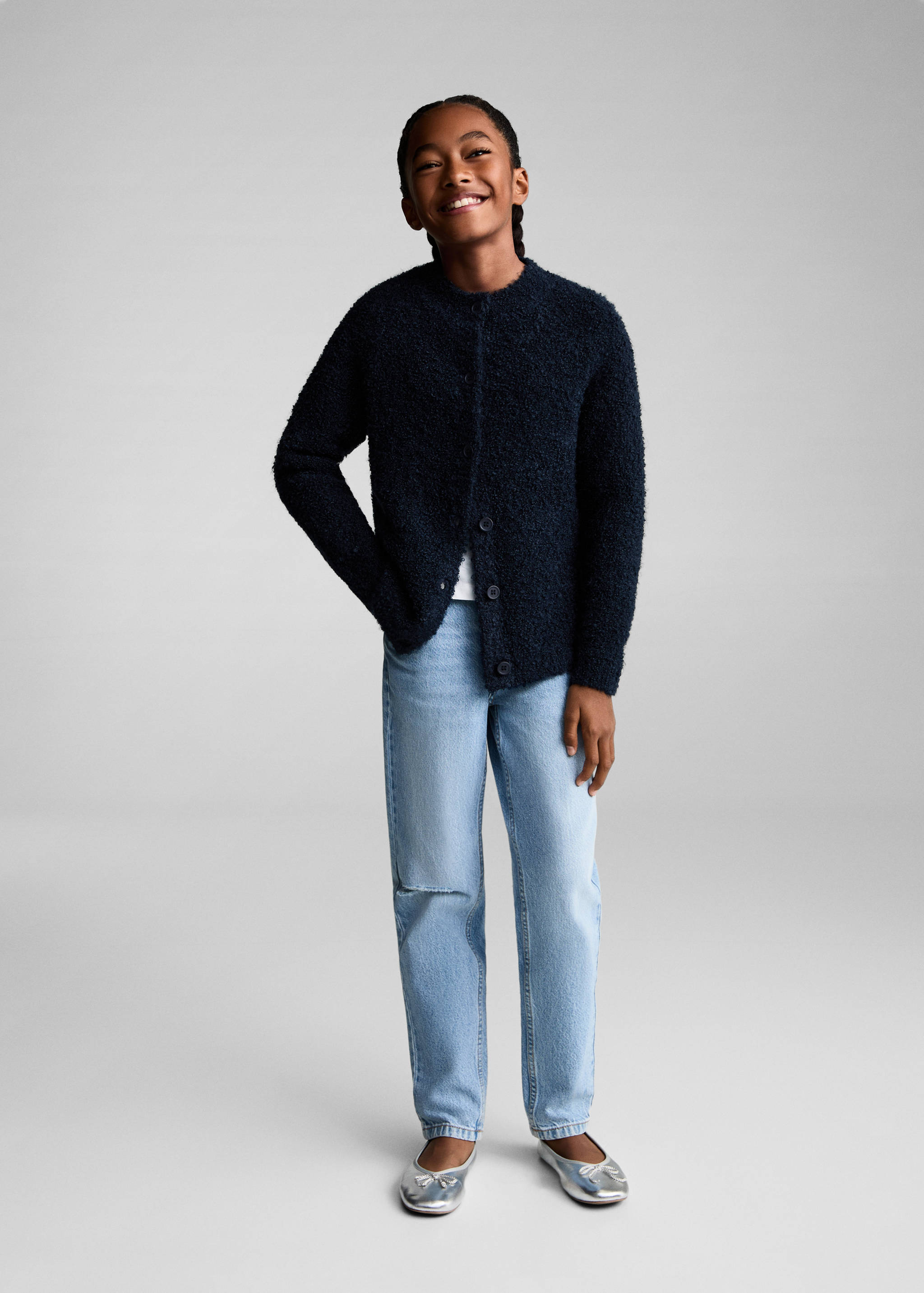 Bouclé-knit cardigan - General plane