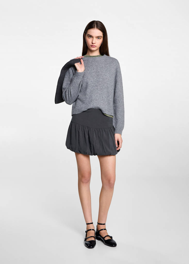 MANGO TEEN - Minijupe boule fermeture Éclair gris anthracite - XS - Fille Teen