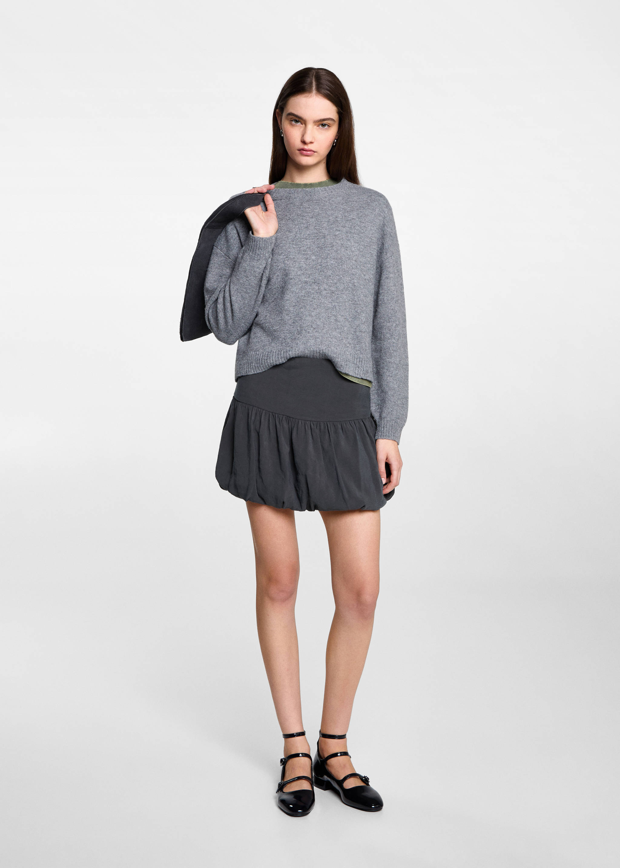Balloon mini-skirt with zip - General plane
