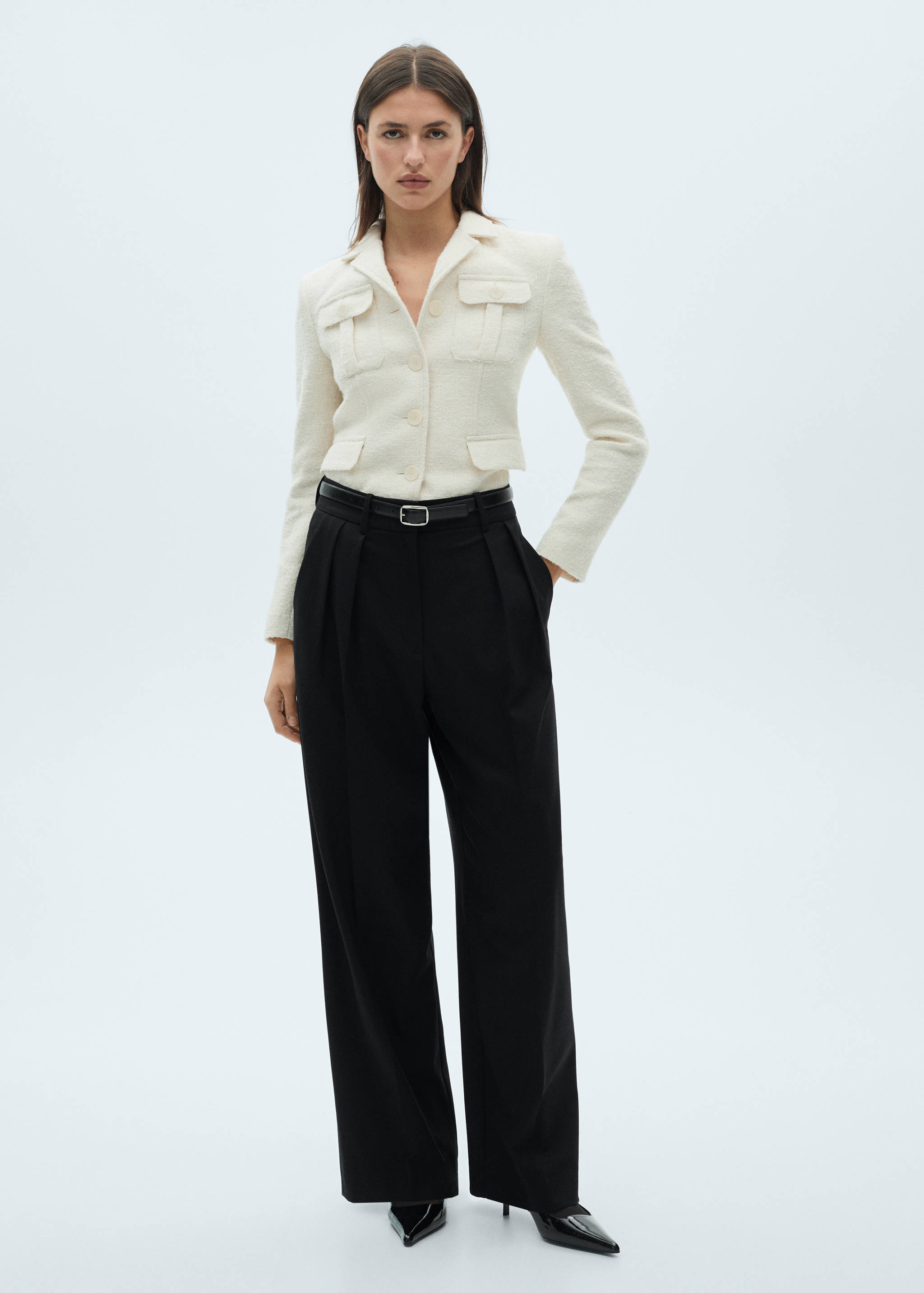 Wide leg pleated trousers - General plane