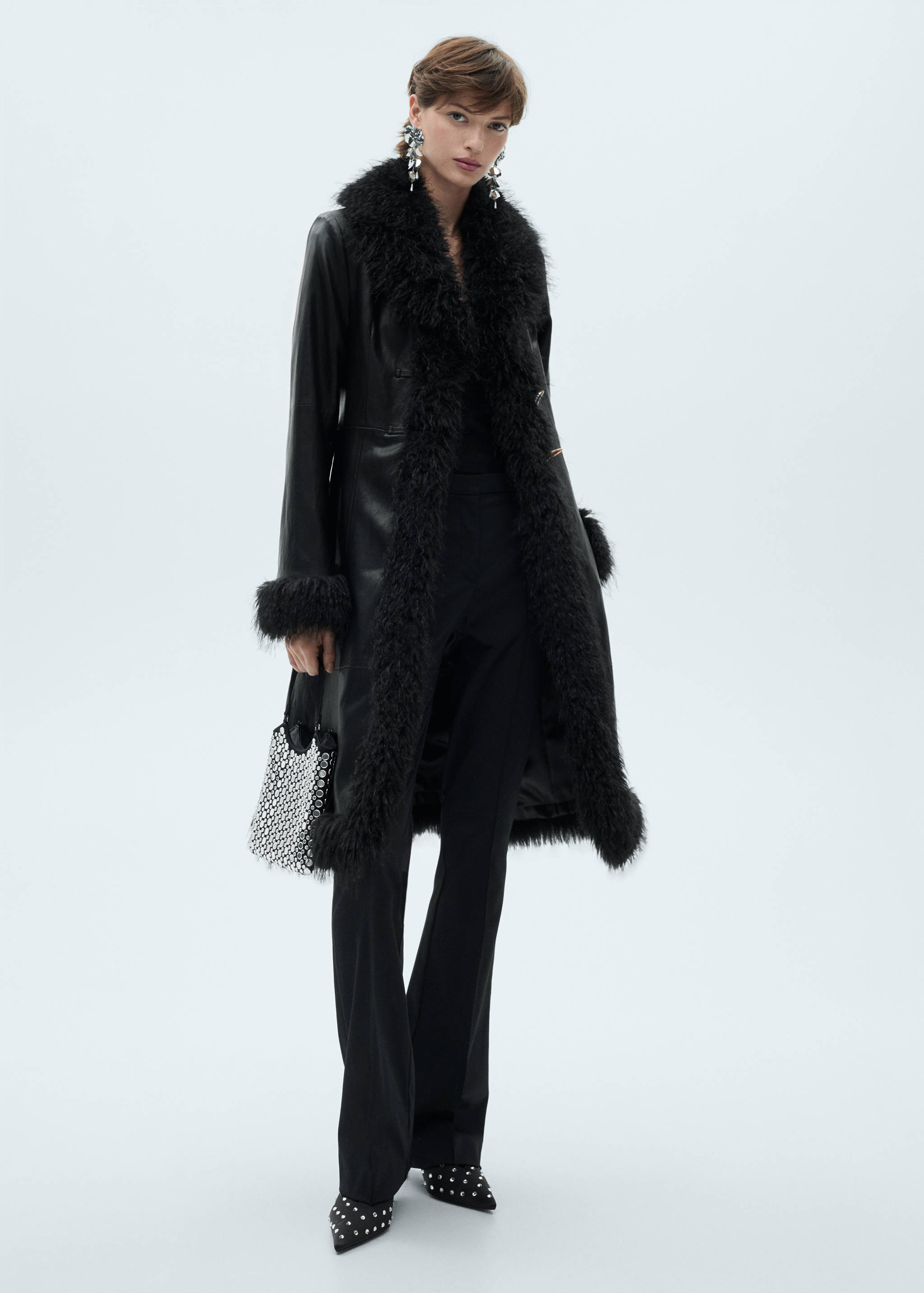 Shearling-lined faux-fur coat - General plane
