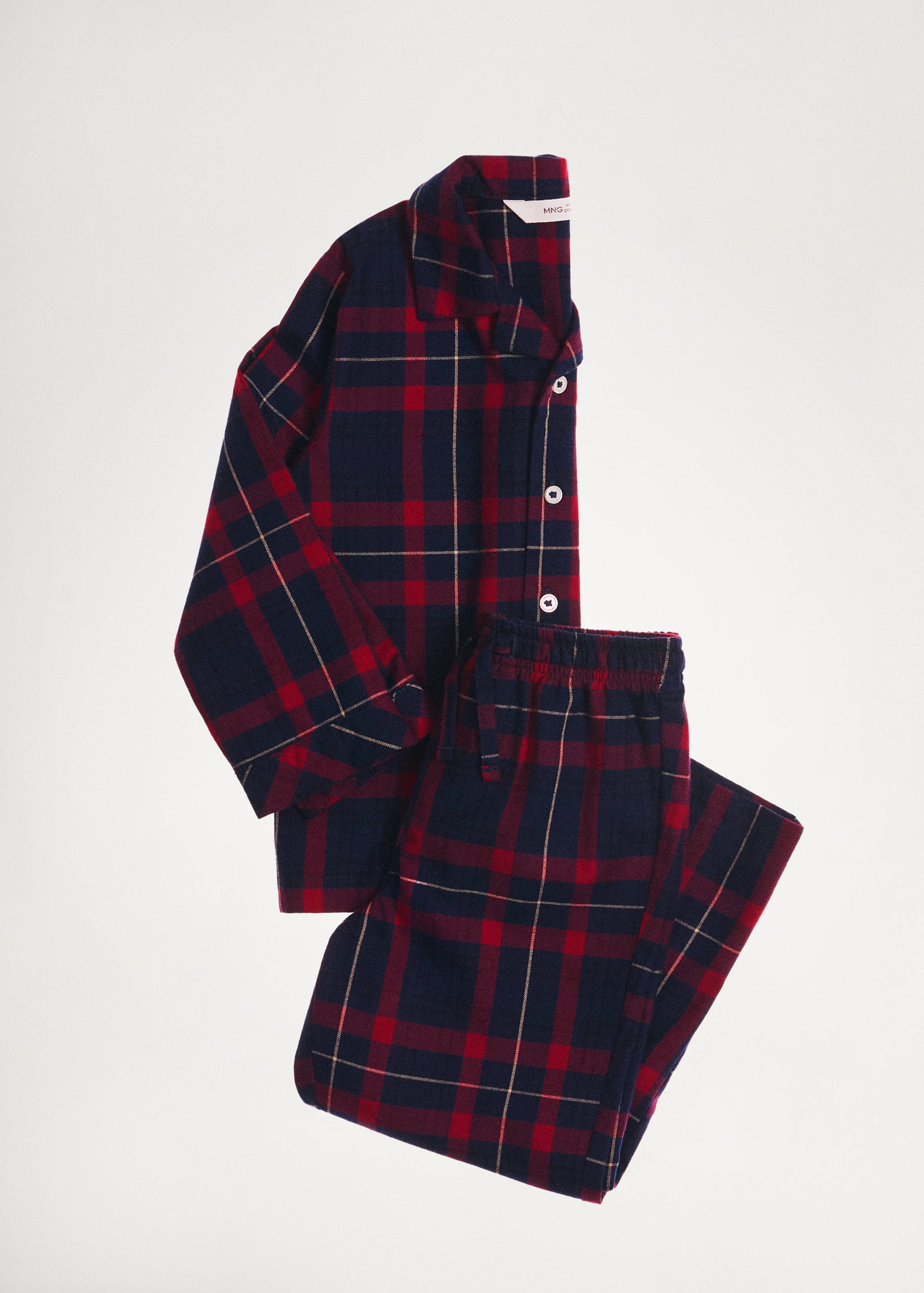 两件式格纹长款睡衣 - null