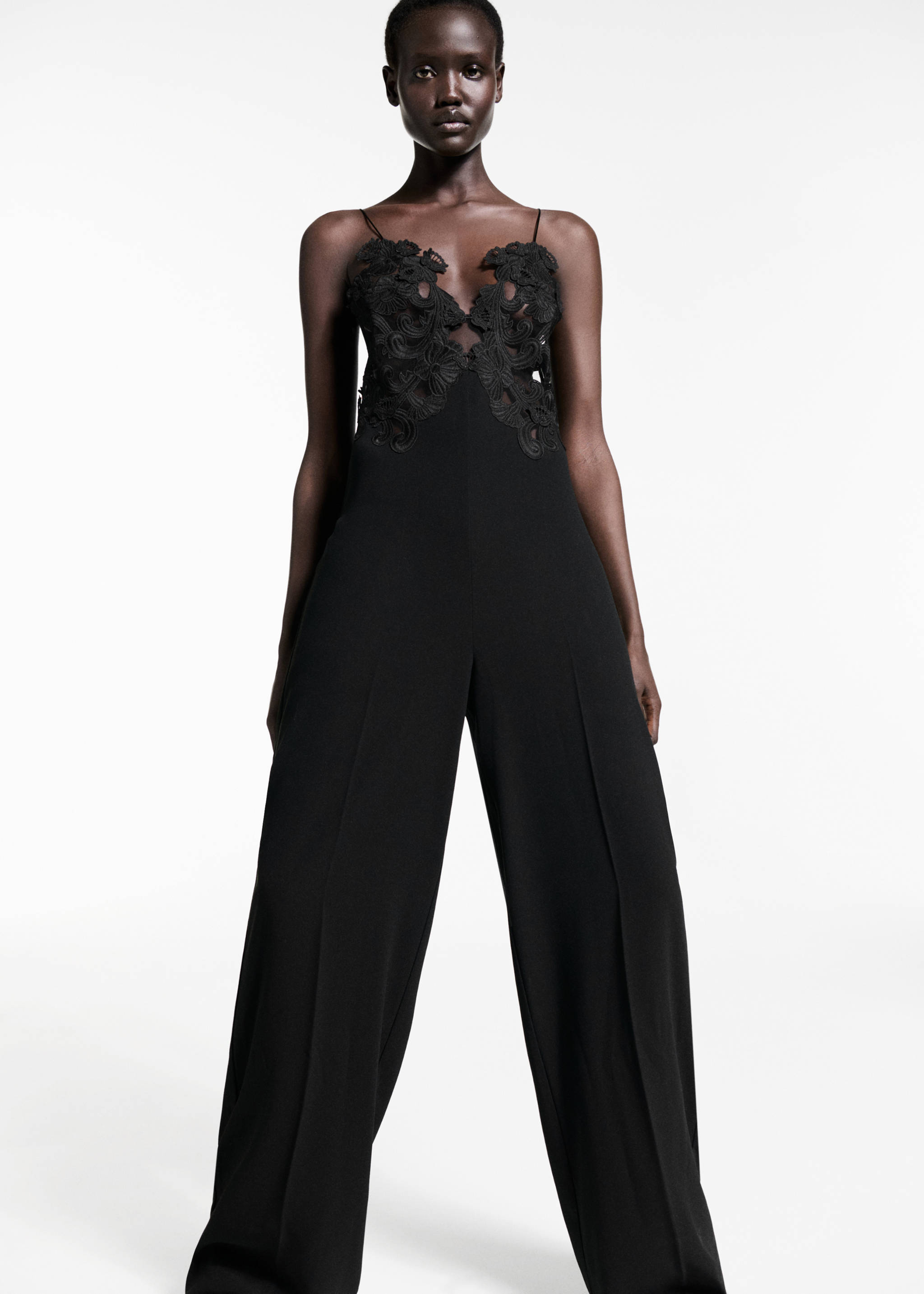 Tulle jumpsuit with lace detail - Medium plane
