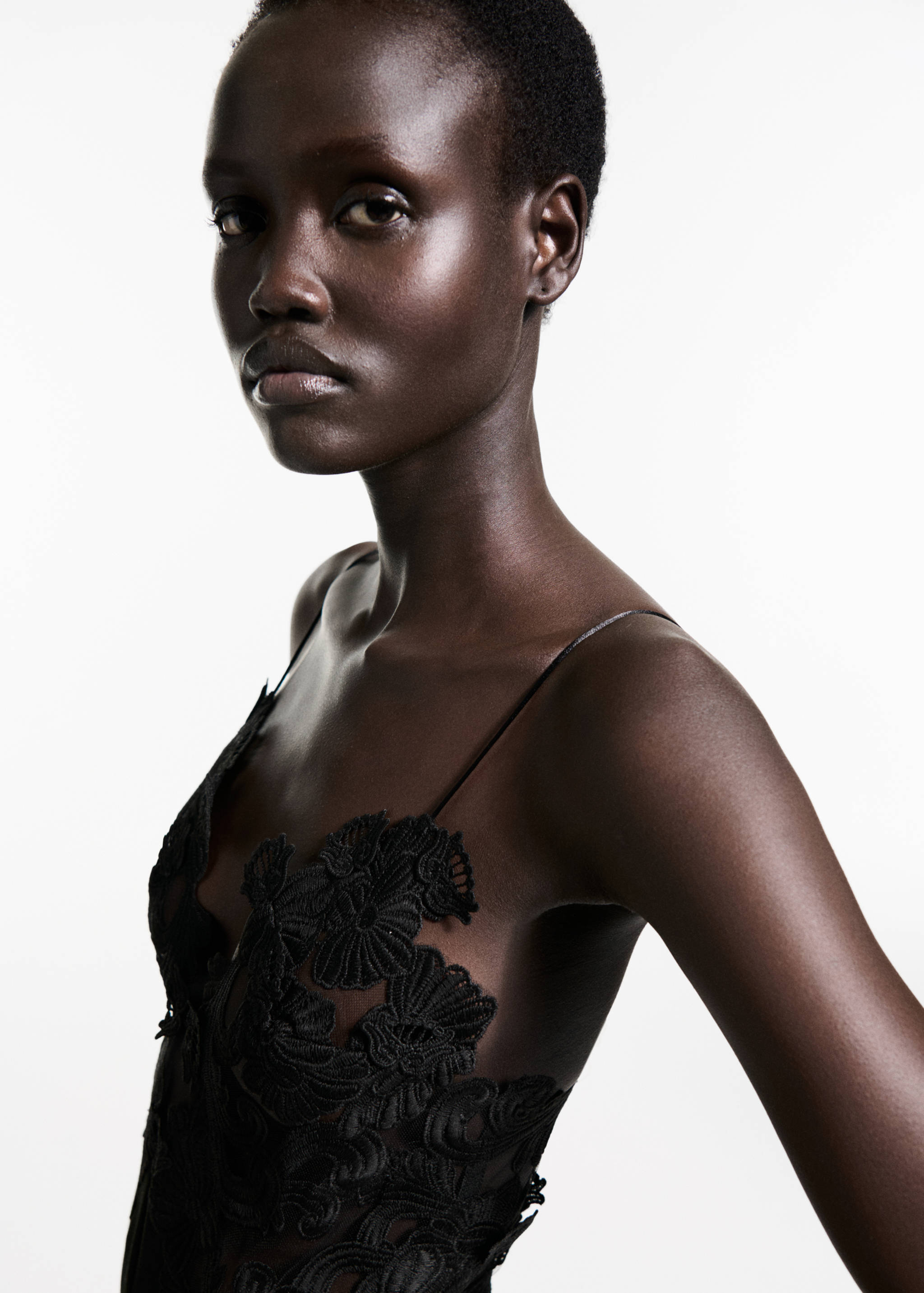 Tulle jumpsuit with lace detail - Details of the article 1