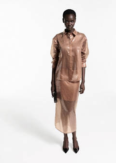 Semi-transparent sequined shirt — Brown 2