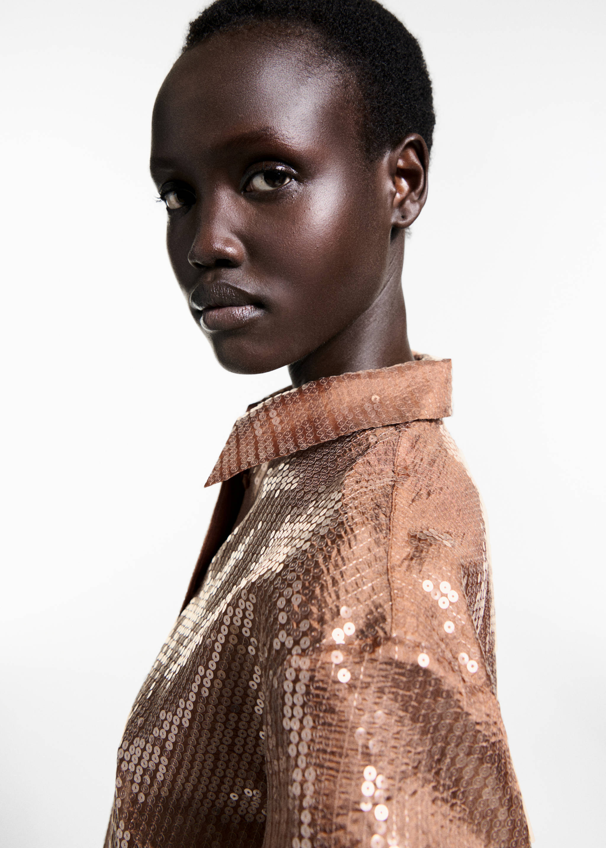 半透明亮片衬衫 - null