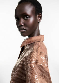 Semi-transparent sequined shirt — Brown 4
