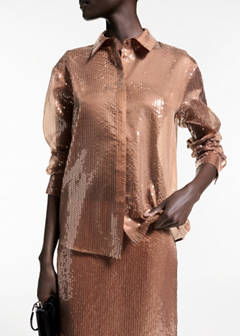 Semi-transparent sequined shirt — Brown 6
